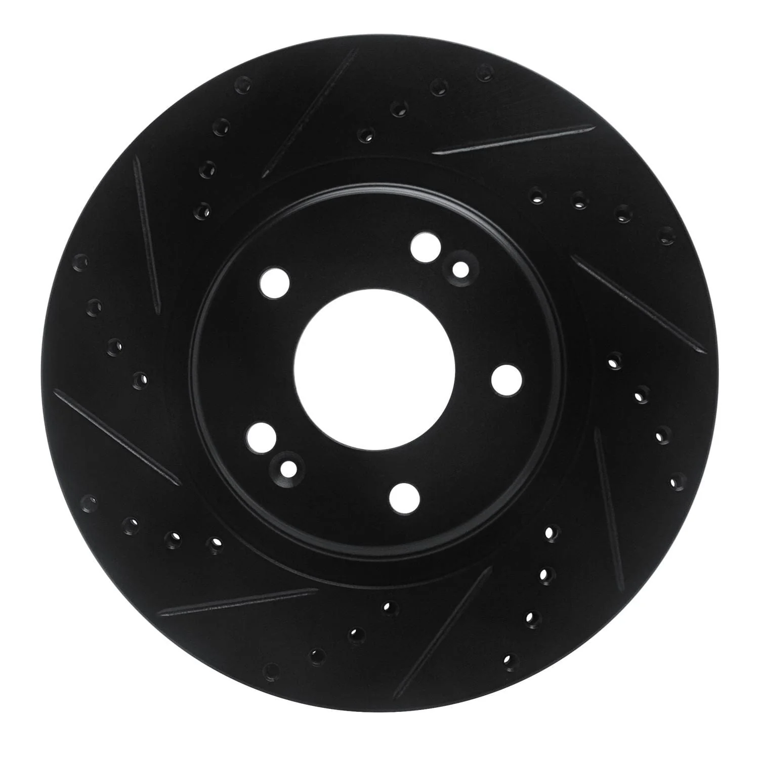 R1 Concepts 15-25 Hyundai Kona EV Front Left Drilled & Slotted Black Brake Rotor
