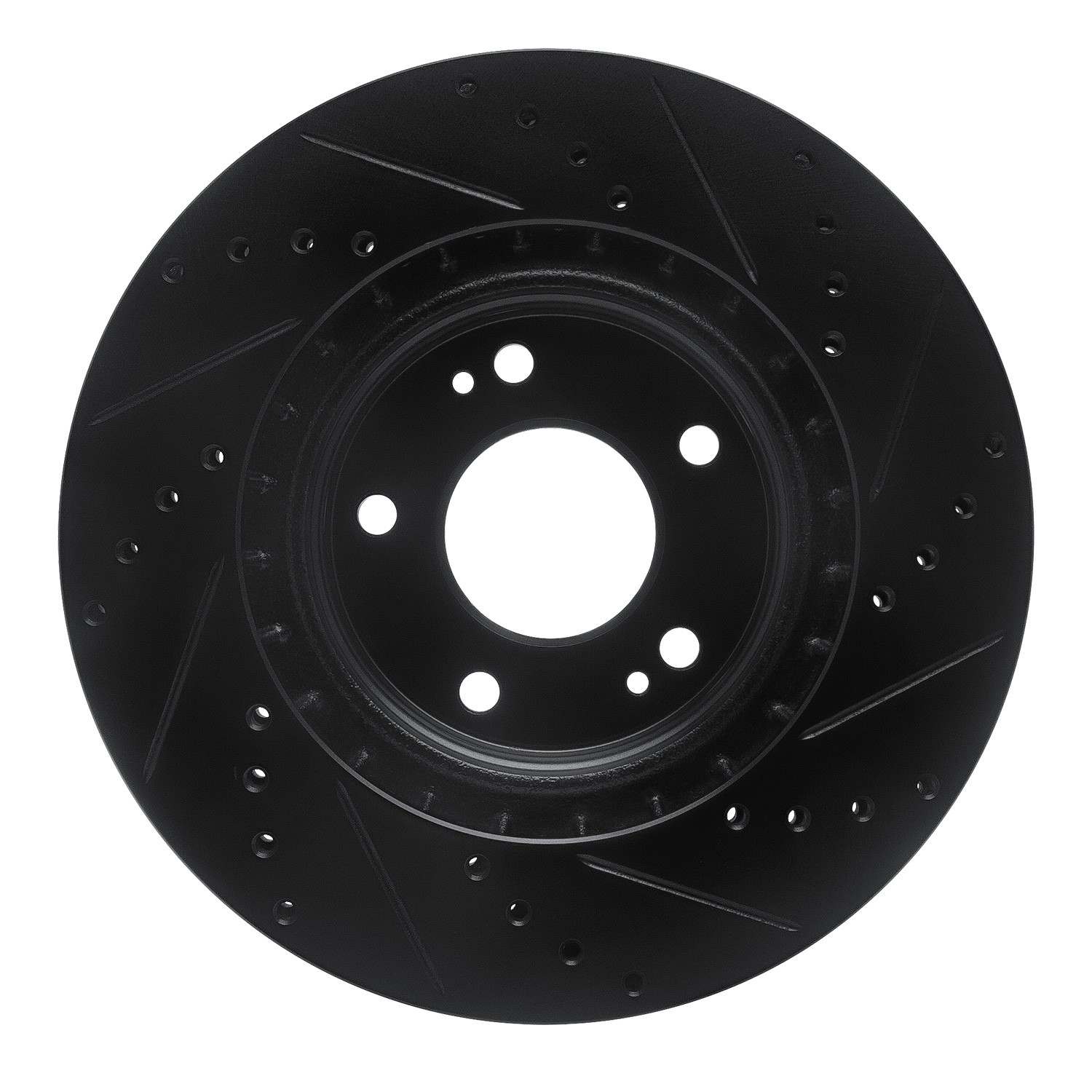 R1 Concepts 15-25 Hyundai Kona EV Front Left Drilled & Slotted Black Brake Rotor - Image 2