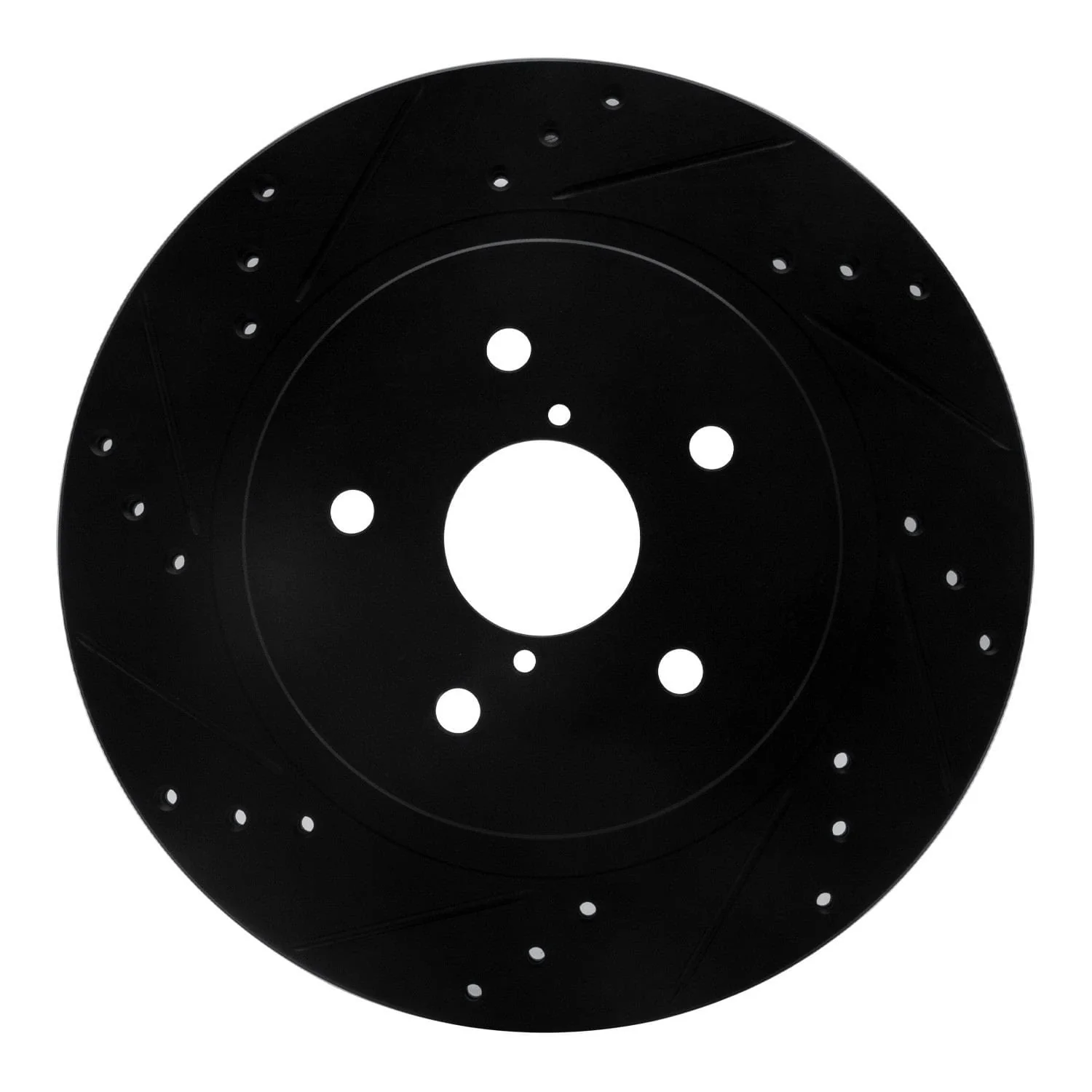 R1 Concepts 15-25 Subaru Outback Rear Left Drilled & Slotted Black Brake Rotor