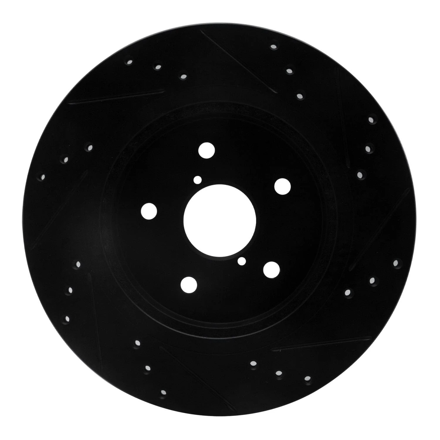 R1 Concepts 15-25 Subaru Outback Rear Left Drilled & Slotted Black Brake Rotor - Image 2