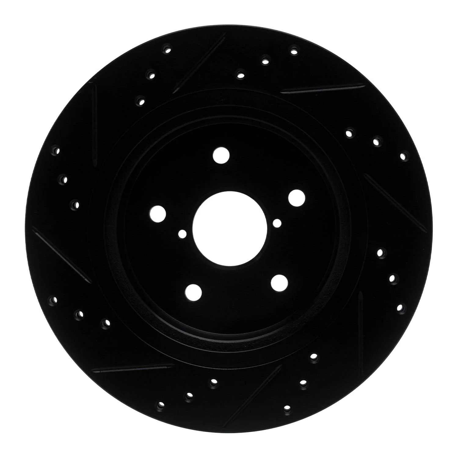 R1 Concepts 15-25 Subaru Outback Rear Right Drilled & Slotted Black Brake Rotor - Image 2