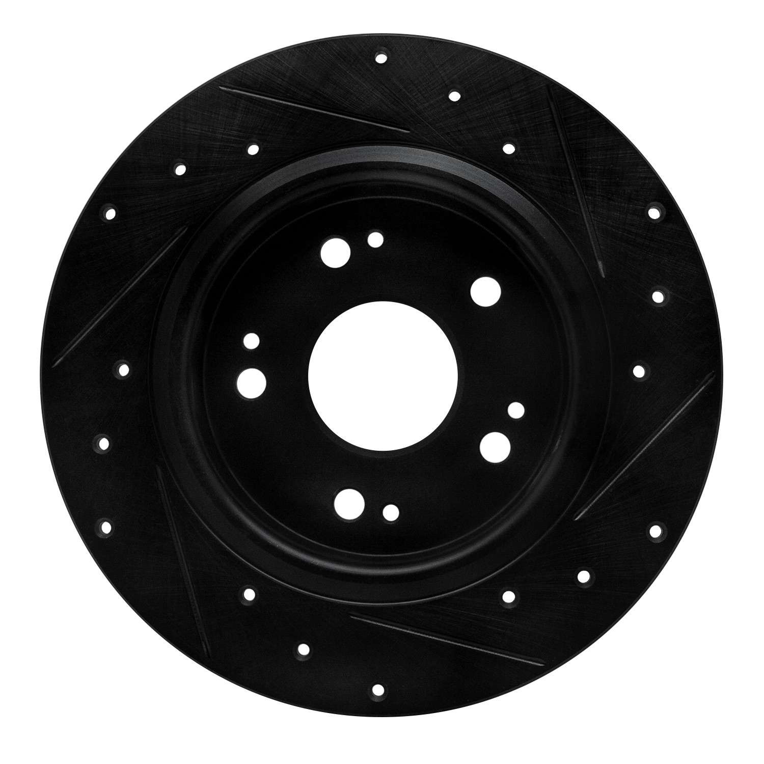 R1 Concepts 16-16 Honda CR-Z Rear Left Drilled & Slotted Black Brake Rotor - Image 2