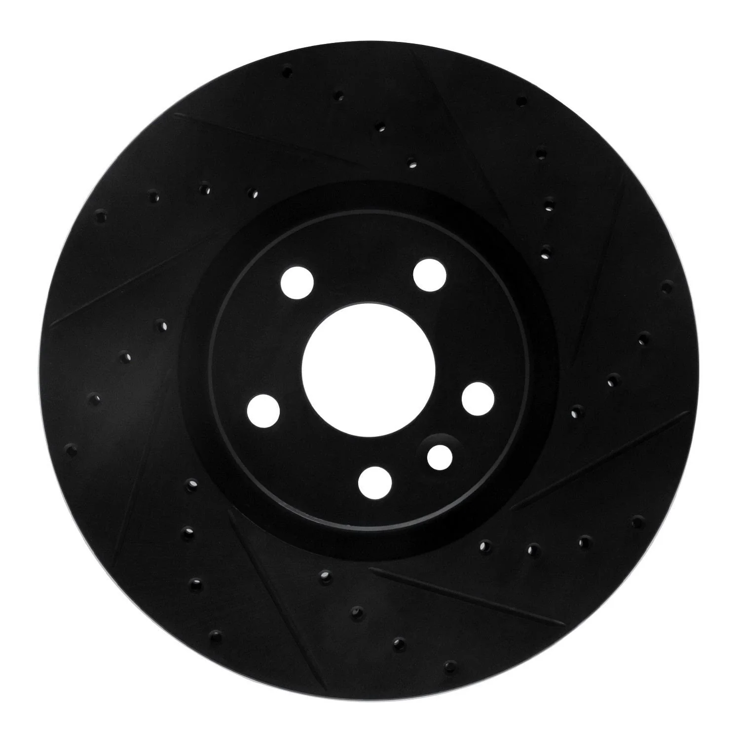 R1 Concepts 16-17 Volvo XC60 Front Right Drilled & Slotted Black Brake Rotor