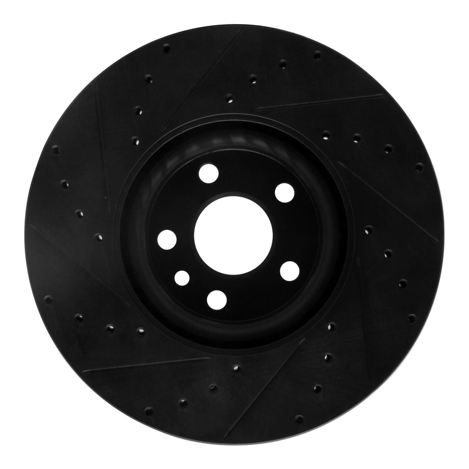 R1 Concepts 16-17 Volvo XC60 Front Right Drilled & Slotted Black Brake Rotor - Image 2