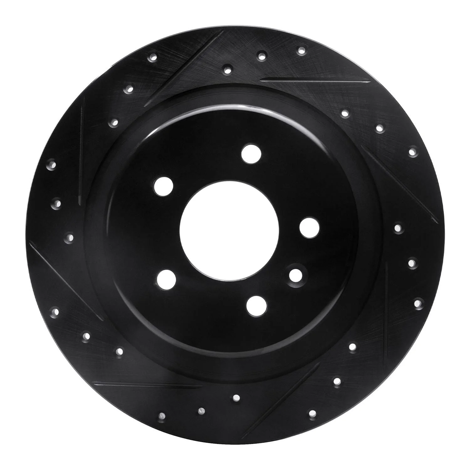 R1 Concepts 16-18 Buick Envision Rear Left Drilled & Slotted Black Brake Rotor