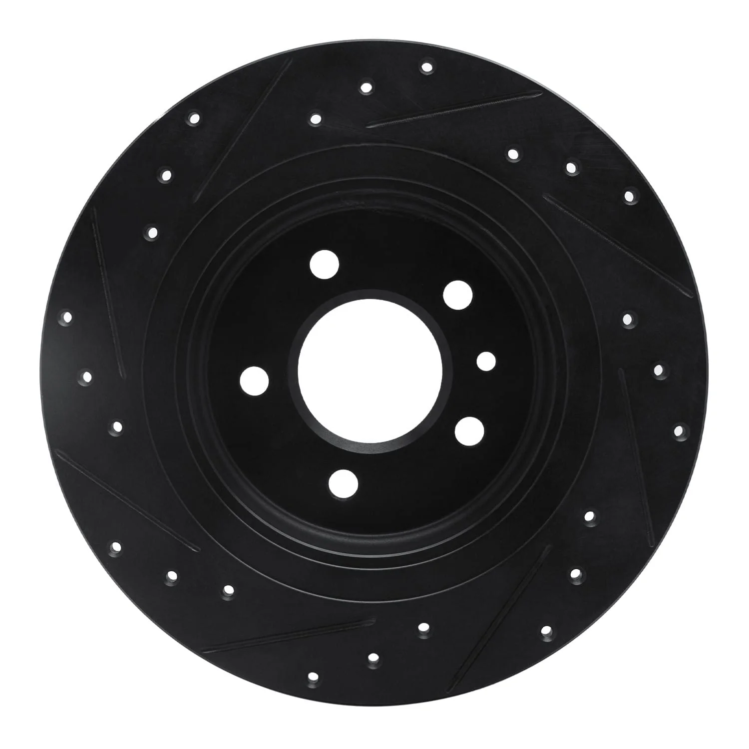 R1 Concepts 16-18 Buick Envision Rear Right Drilled & Slotted Black Brake Rotor - Image 2