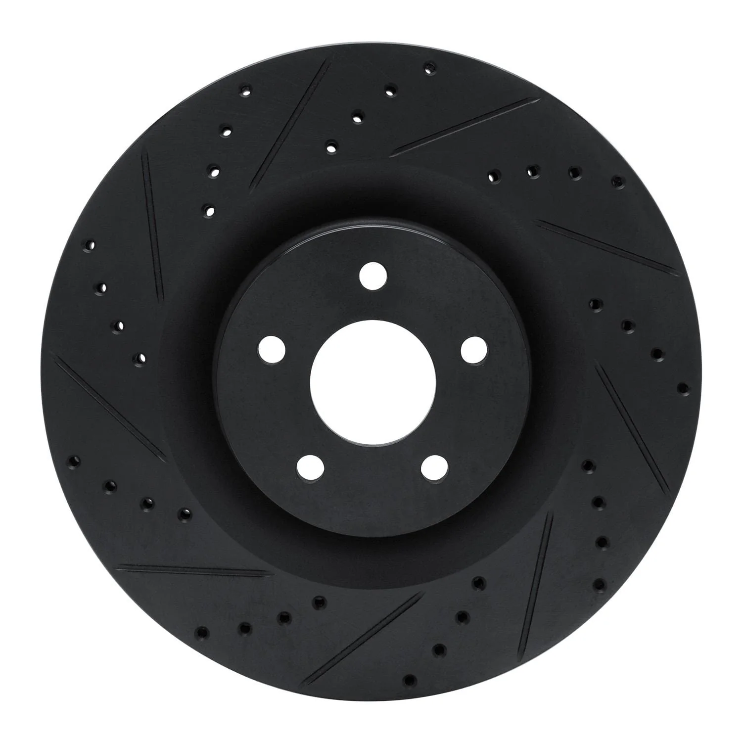 R1 Concepts 16-18 Ford Focus Front Left Drilled & Slotted Black Brake Rotor
