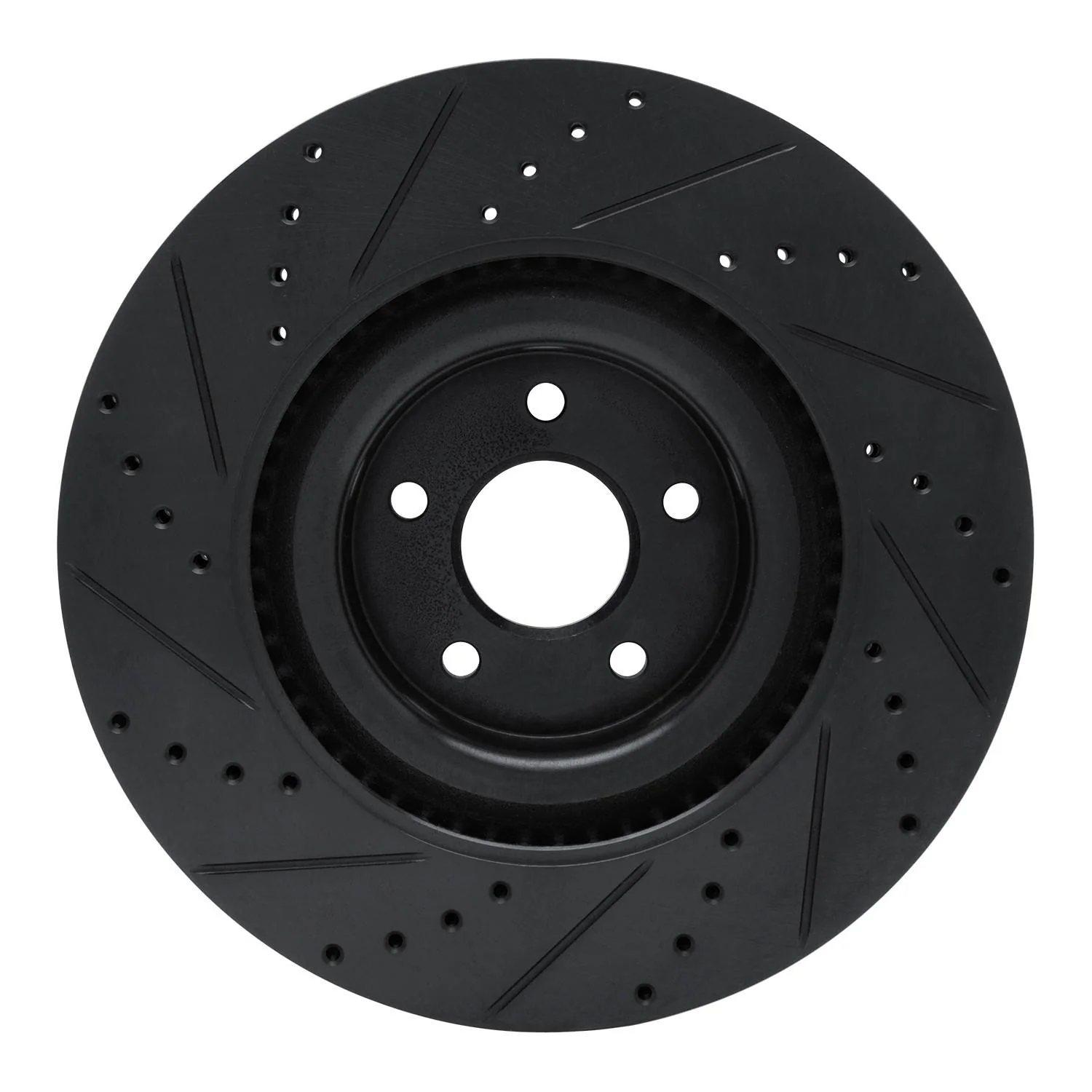 R1 Concepts 16-18 Ford Focus Front Right Drilled & Slotted Black Brake Rotor - Image 2
