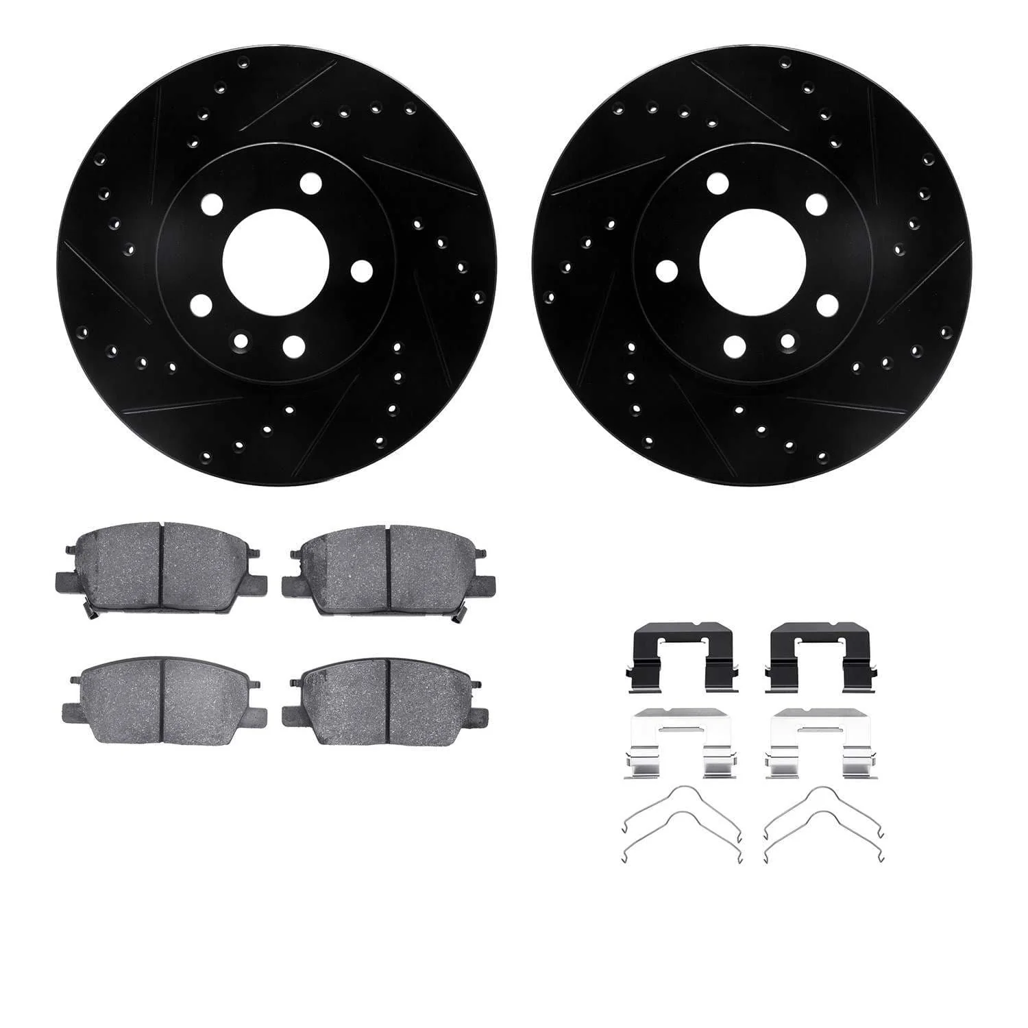 R1 Concepts 16-20 Buick Regal Sportback Front Drill/Slot Black Rotors w/Ceramic Pads