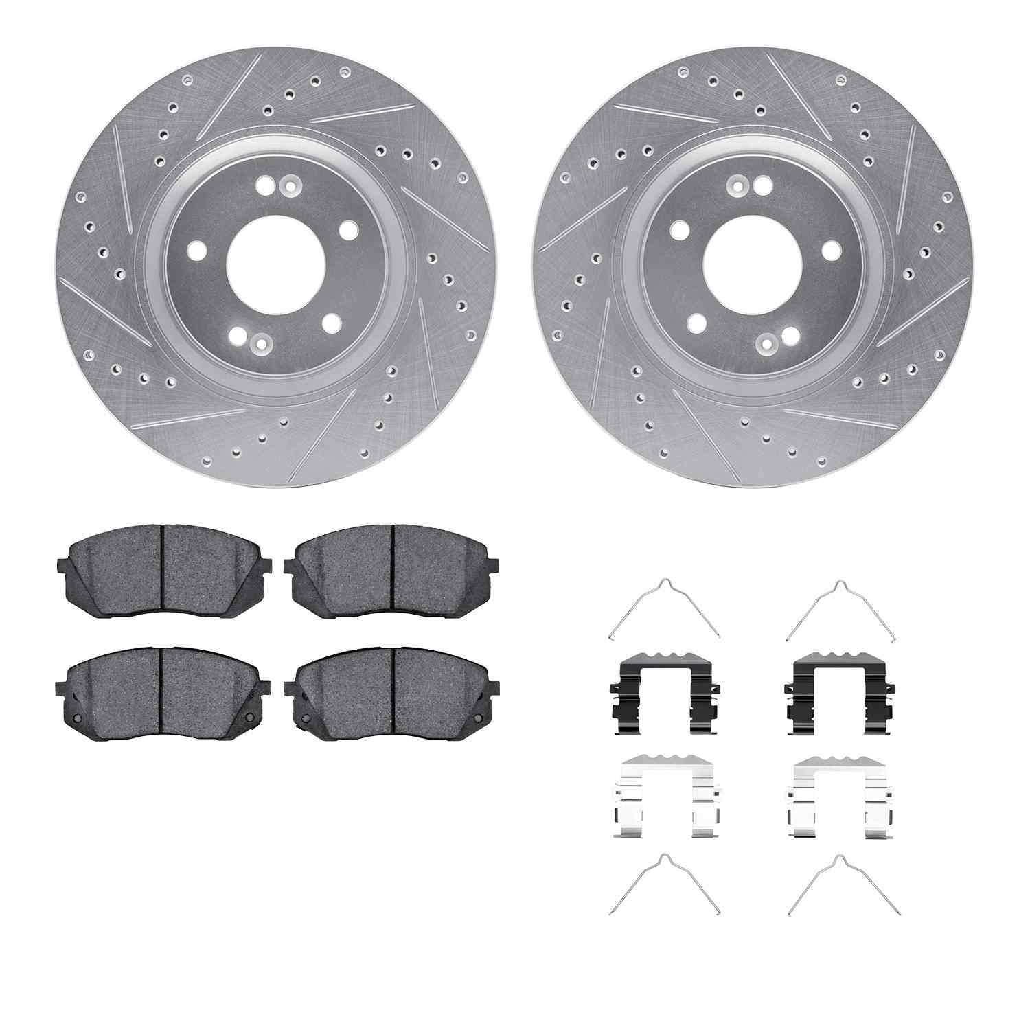 R1 Concepts 16-20 Hyundai Sonata Front Drill/Slot Silver Rotors w/Optimum Pads
