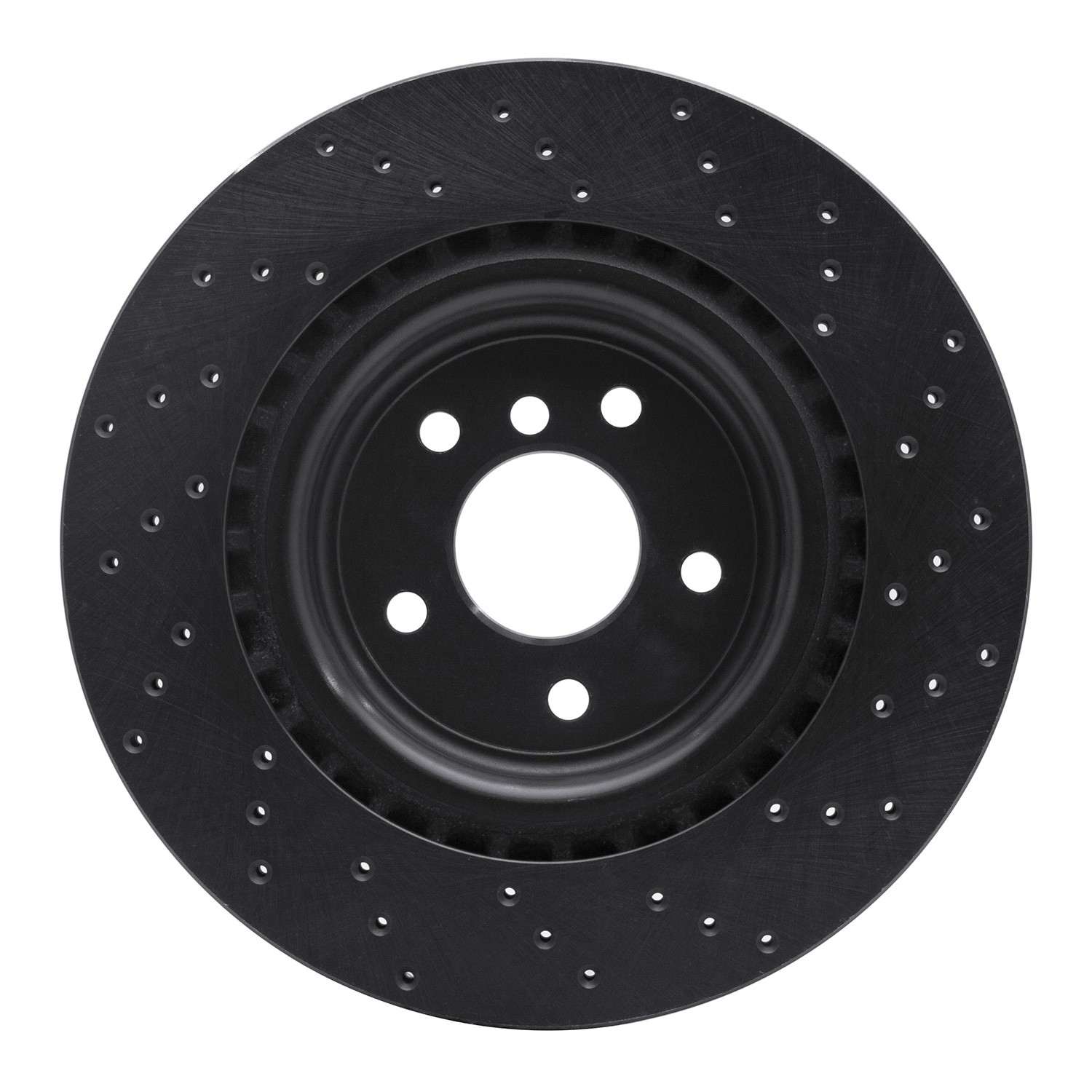 R1 Concepts 16-21 Jaguar XE Rear Left Drilled Black Brake Rotor - Image 2