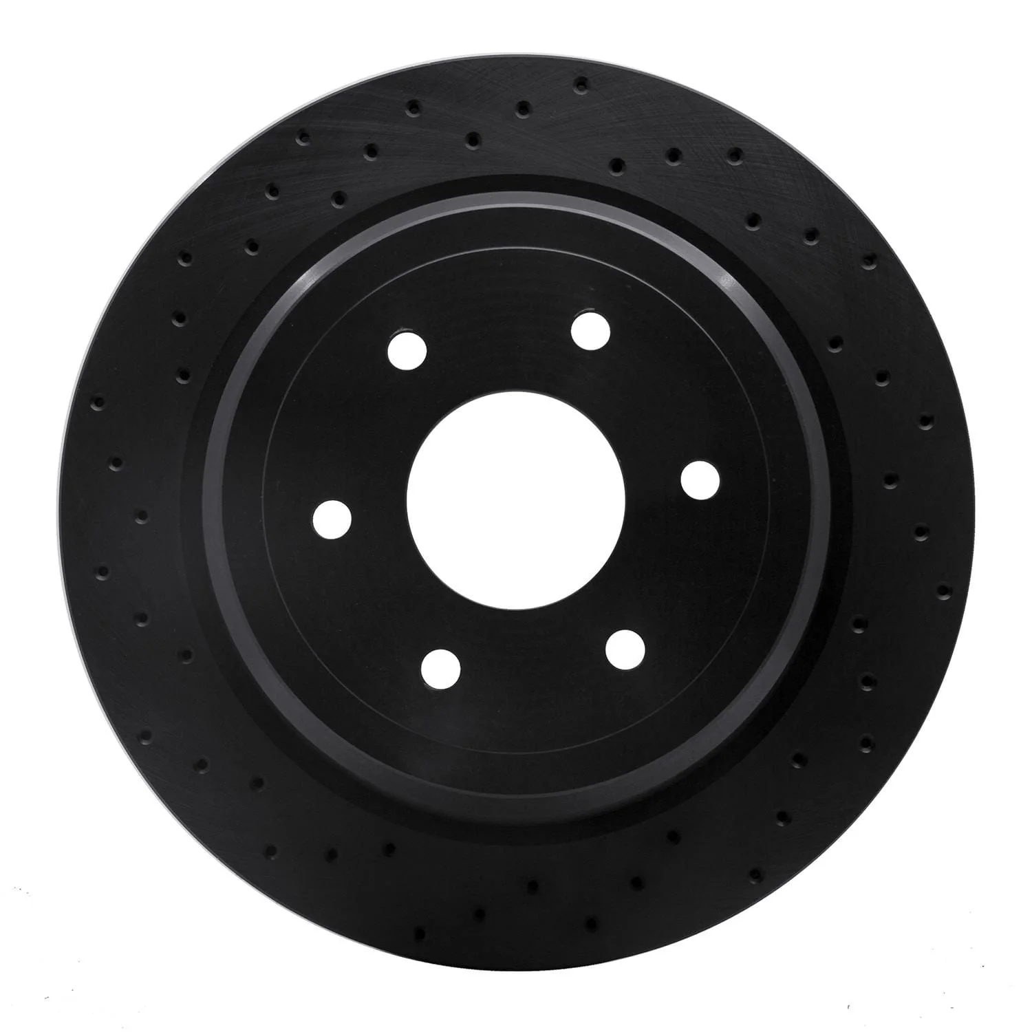 R1 Concepts 16-21 Nissan Titan XD Rear Left Drilled Black Brake Rotor
