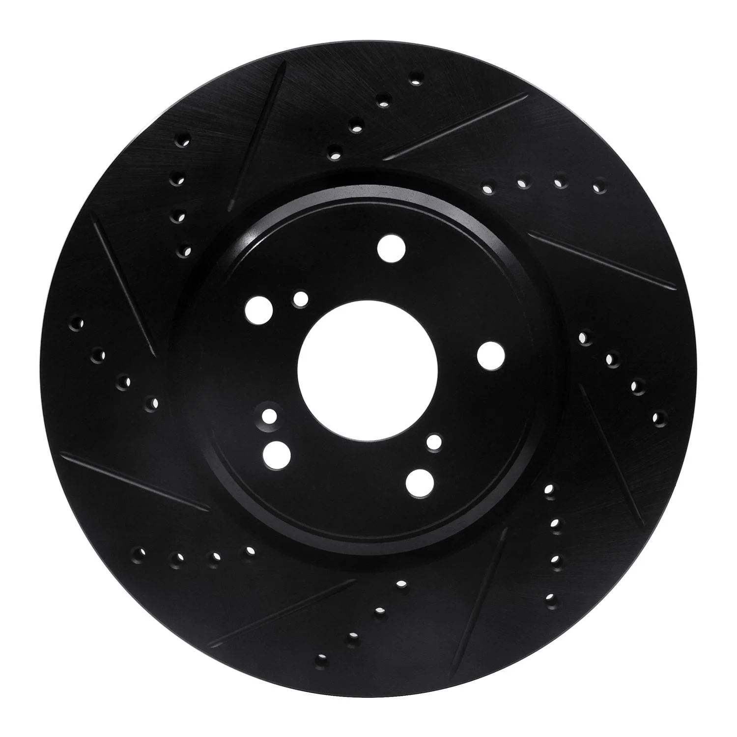 R1 Concepts 16-22 Acura ILX Front Left Drilled & Slotted Black Brake Rotor