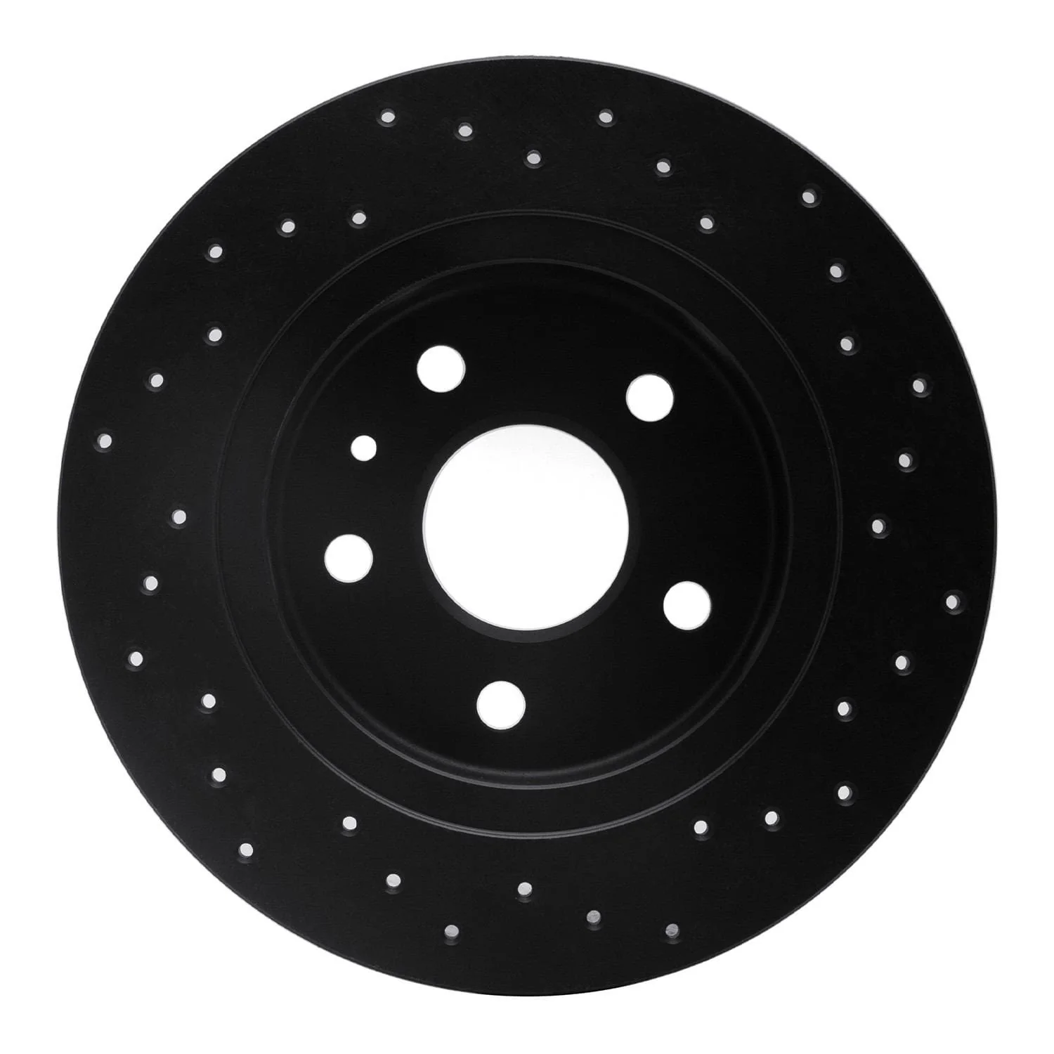 R1 Concepts 16-22 Chevrolet Bolt EUV Rear Left Drilled Black Brake Rotor - Image 2