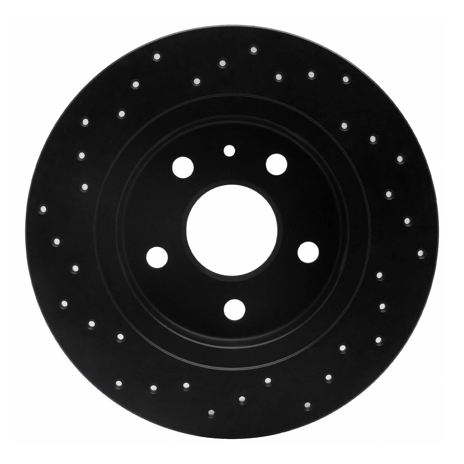 R1 Concepts 16-22 Chevrolet Bolt EUV Rear Right Drilled Black Brake Rotor - Image 2