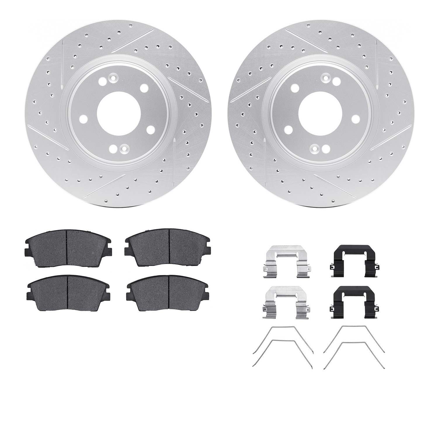 R1 Concepts 16-22 Hyundai Elantra Front Drill/Slot Carbon Coated Rotor Set w/Optimum Pads