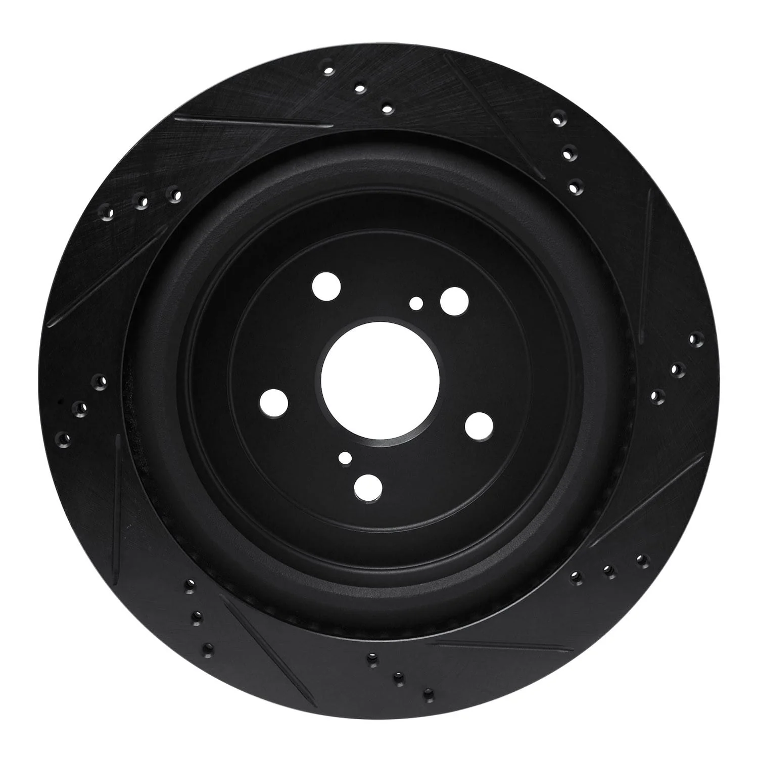 R1 Concepts 16-22 Lexus RX350 Rear Left Drilled & Slotted Black Brake Rotor - Image 2