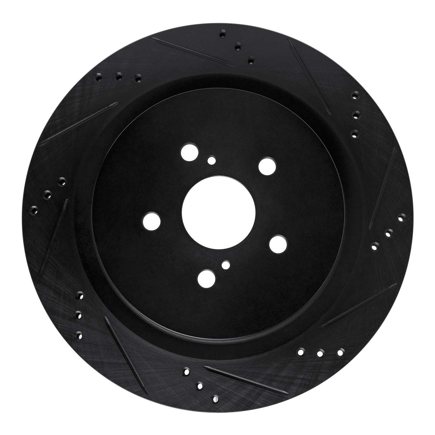 R1 Concepts 16-22 Lexus RX350 Rear Right Drilled & Slotted Black Brake Rotor