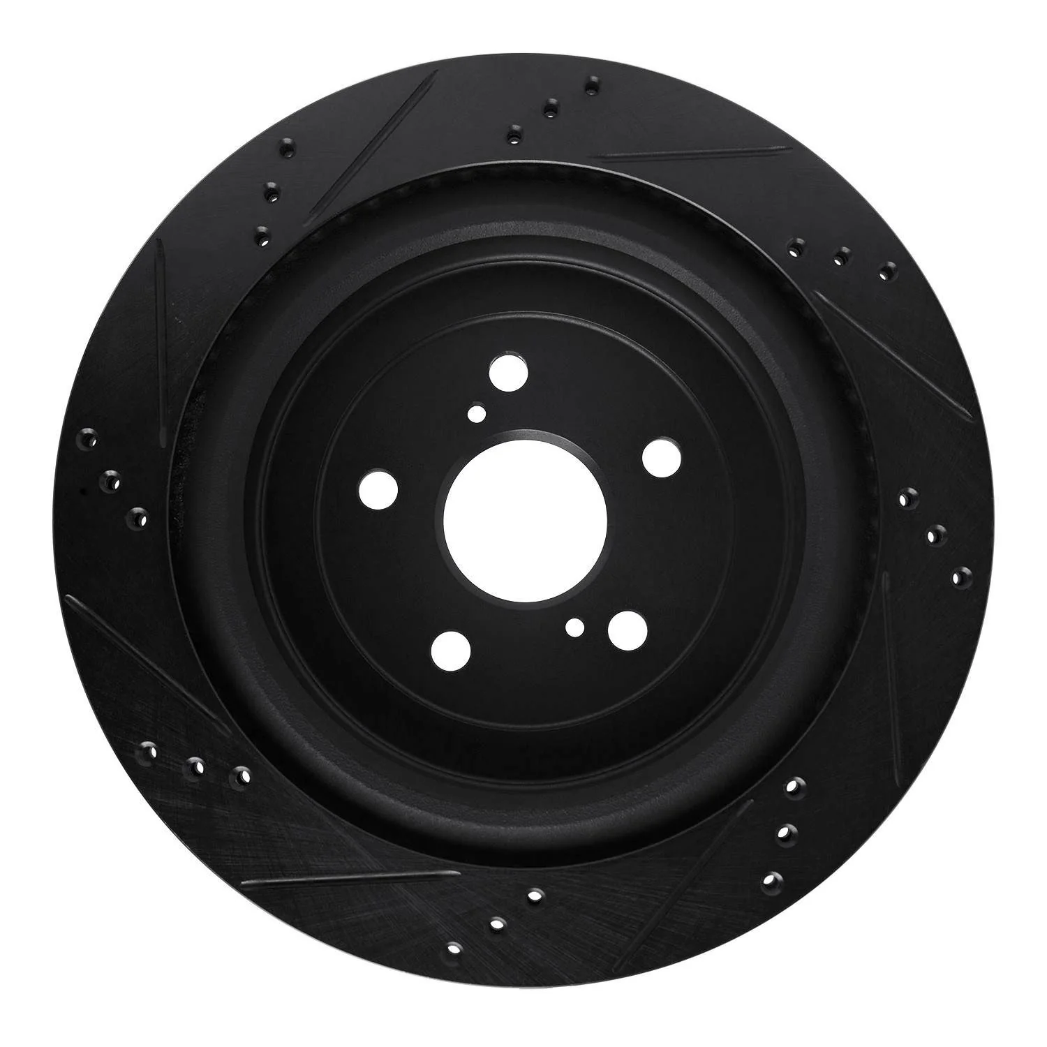 R1 Concepts 16-22 Lexus RX350 Rear Right Drilled & Slotted Black Brake Rotor - Image 2