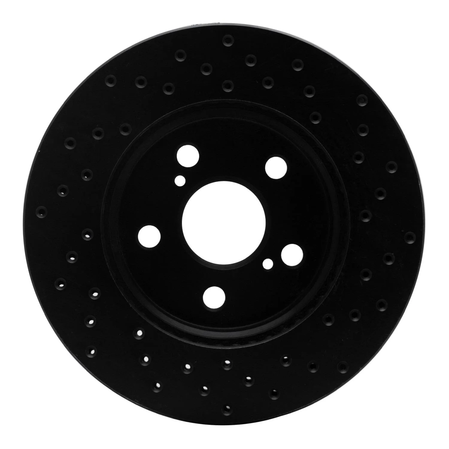 R1 Concepts 16-22 Toyota Corolla Front Left Drilled Black Brake Rotor - Image 2