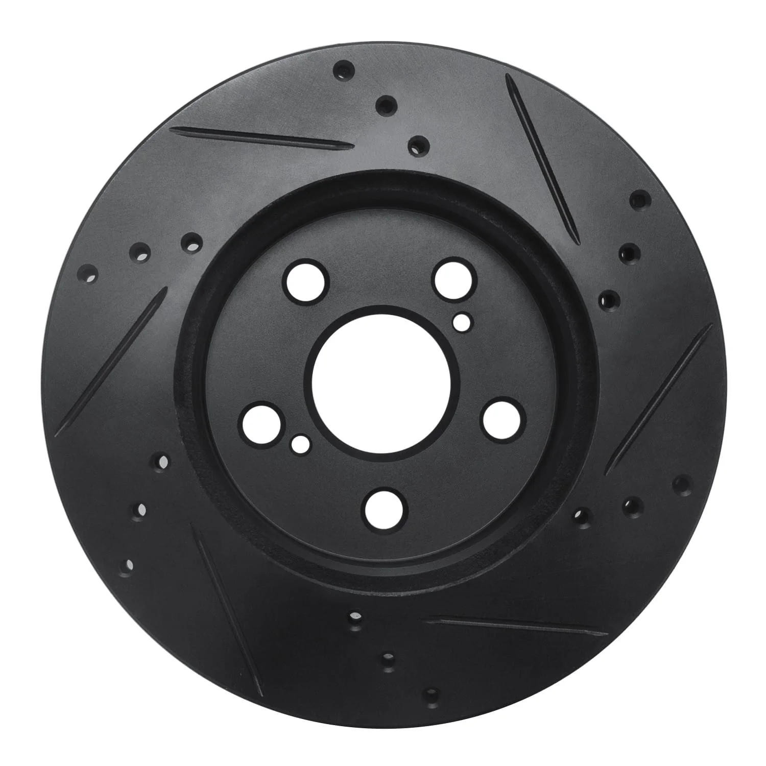 R1 Concepts 16-22 Toyota Prius Front Left Drilled & Slotted Black Brake Rotor - Image 2