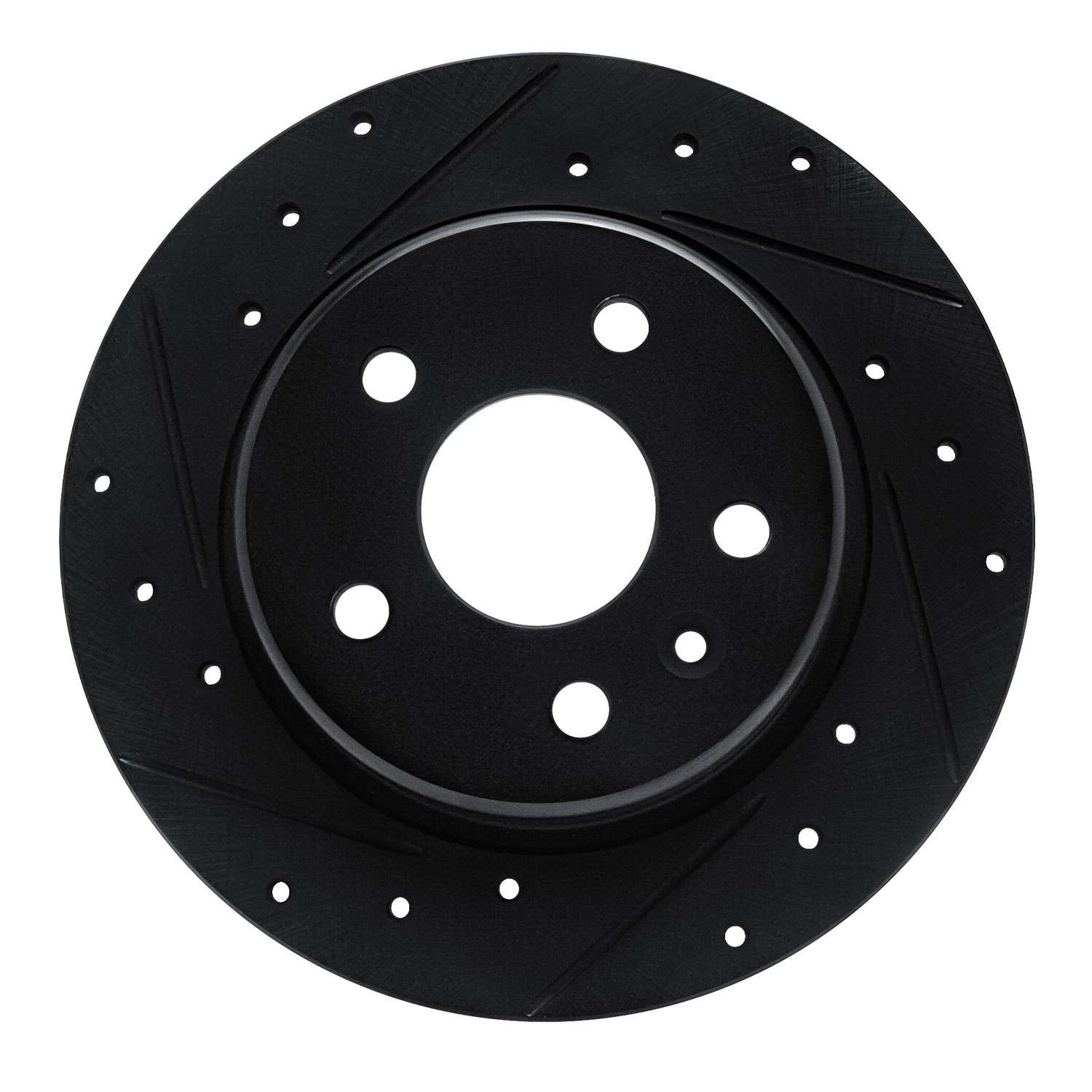 R1 Concepts 16-23 Chevrolet Bolt EV Rear Left Drilled & Slotted Black Brake Rotor