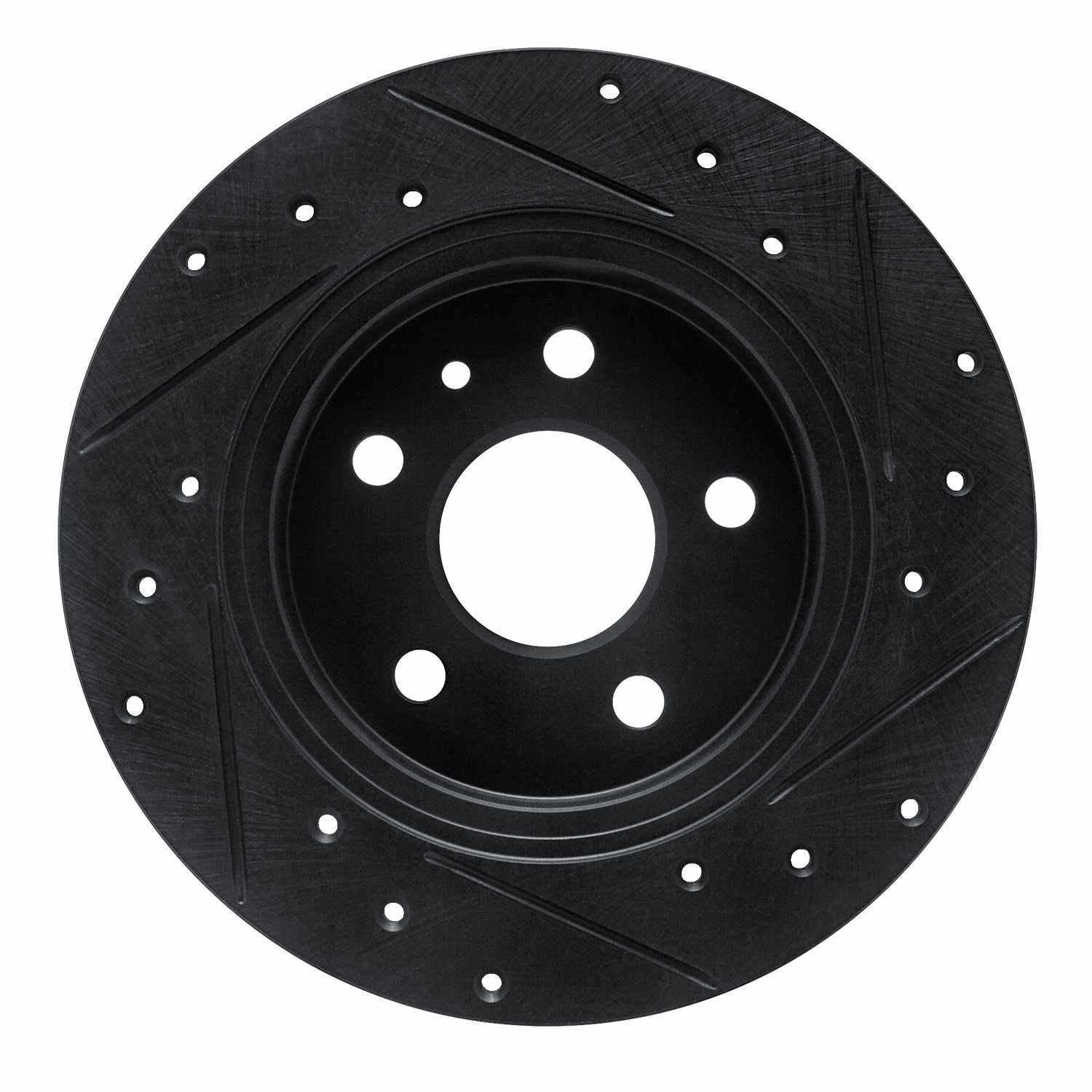 R1 Concepts 16-23 Chevrolet Bolt EV Rear Left Drilled & Slotted Black Brake Rotor - Image 2