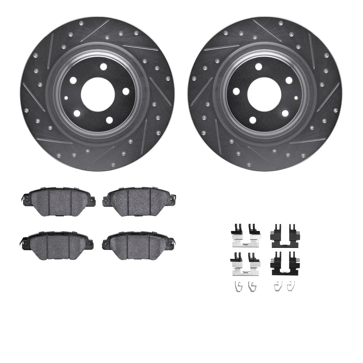 R1 Concepts 16-23 Mazda CX-9 Rear Drilled & Slotted Silver Brake Rotor Set w/Ceramic Pads and Hardware