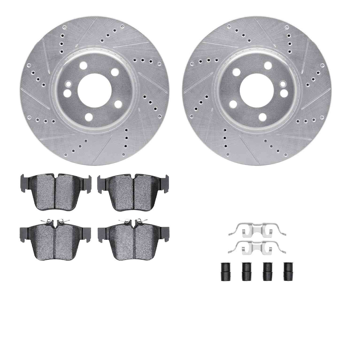 R1 Concepts 16-23 Mercedes-Benz GLC350e Rear Drill/Slot Silver Rotors w/Ceramic Pads