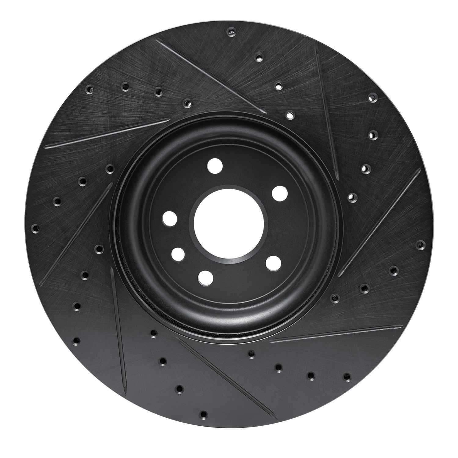 R1 Concepts 16-24 Jaguar XF Front Left Drilled & Slotted Black Brake Rotor - Image 2