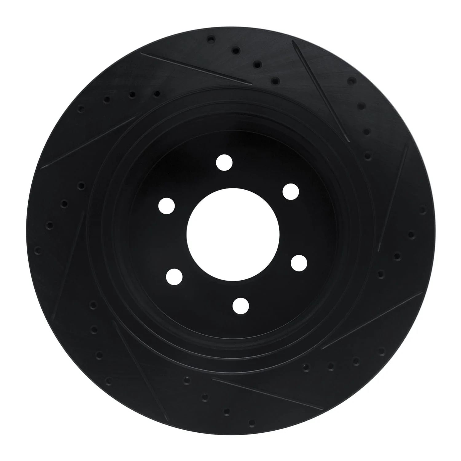 R1 Concepts 16-24 Nissan Titan XD Front Left Drilled & Slotted Black Brake Rotor - Image 2