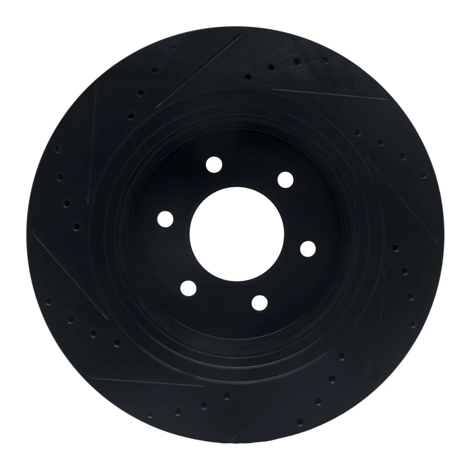 R1 Concepts 16-24 Nissan Titan XD Front Right Drilled & Slotted Black Brake Rotor - Image 2