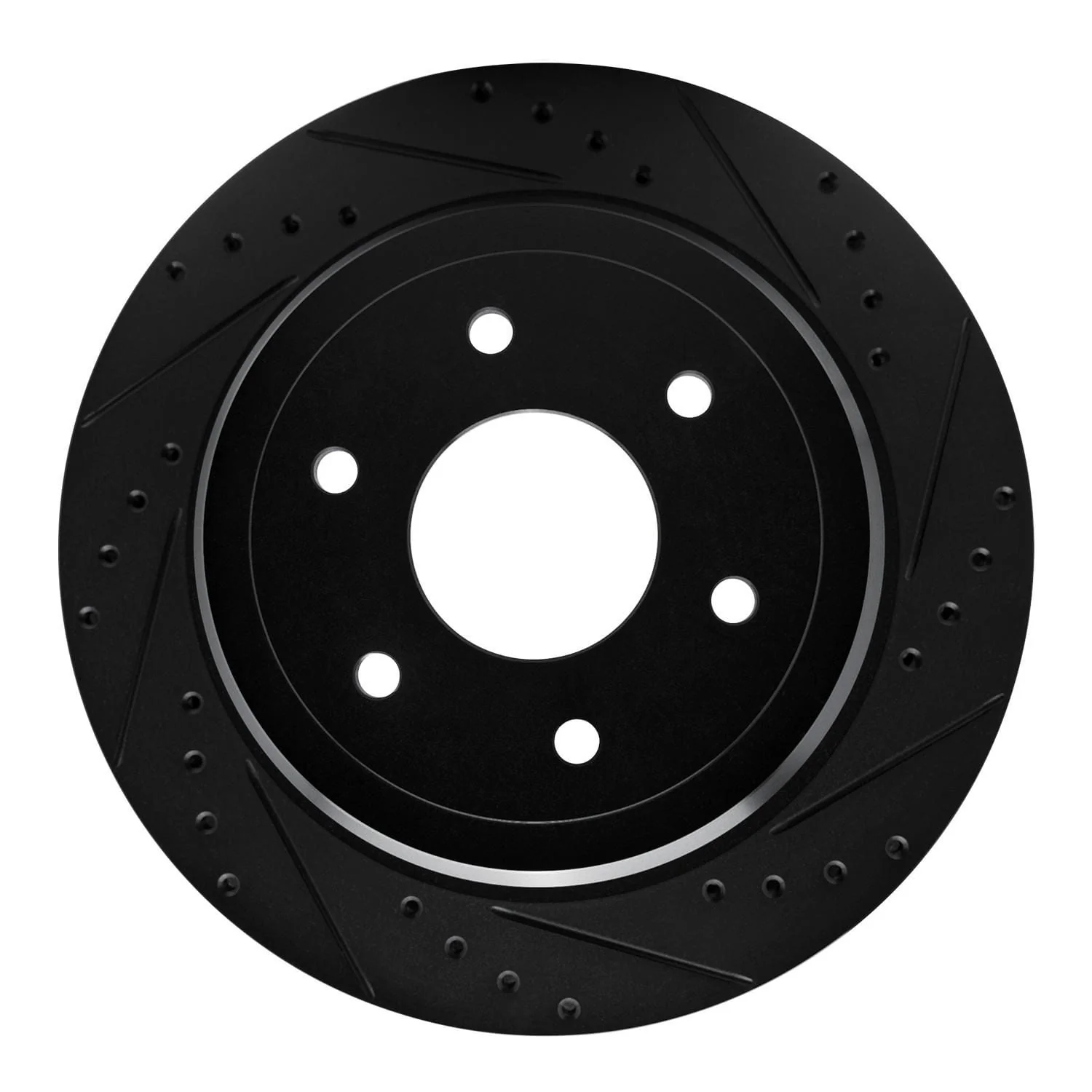 R1 Concepts 16-24 Nissan Titan XD Rear Right Drilled & Slotted Black Brake Rotor