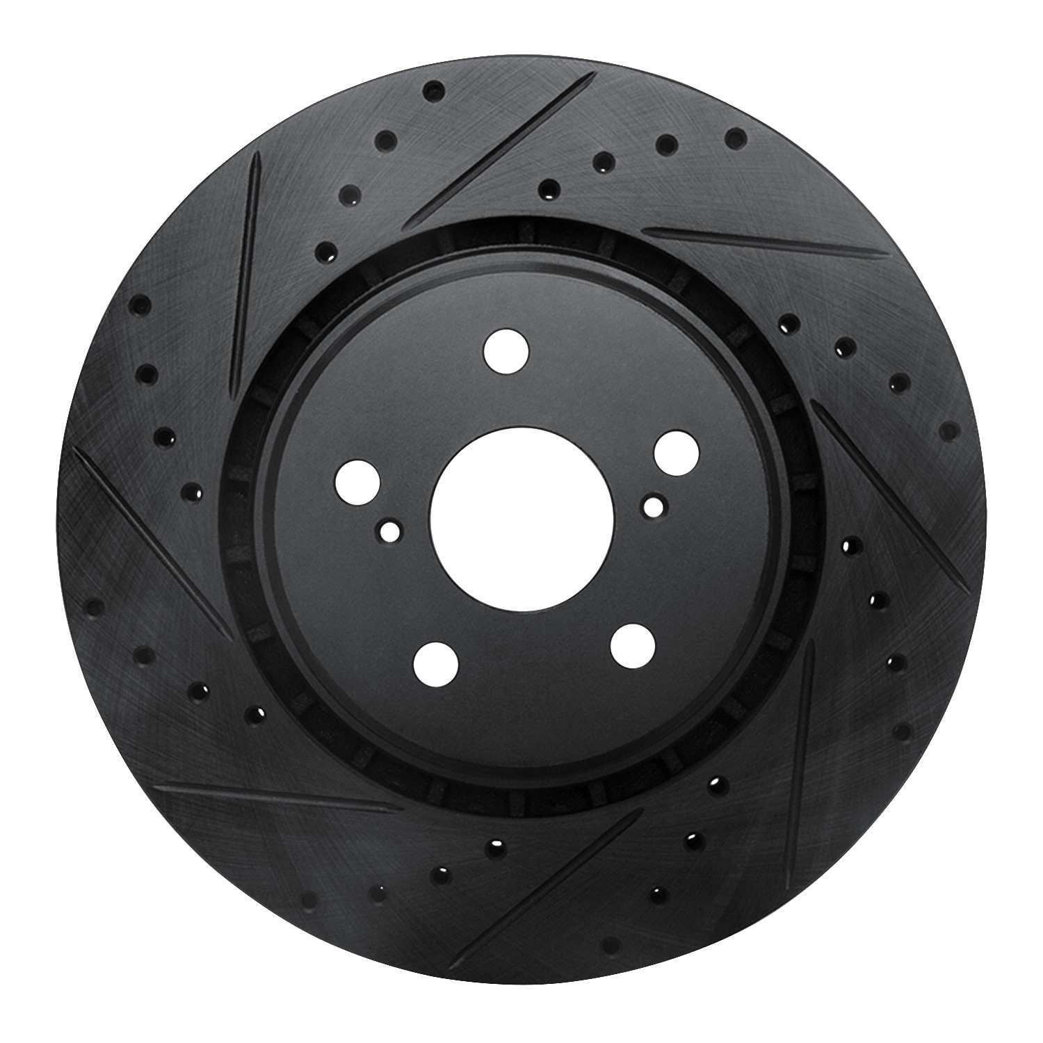 R1 Concepts 16-24 Toyota Avalon Hybrid Front Left Drilled & Slotted Black Brake Rotor