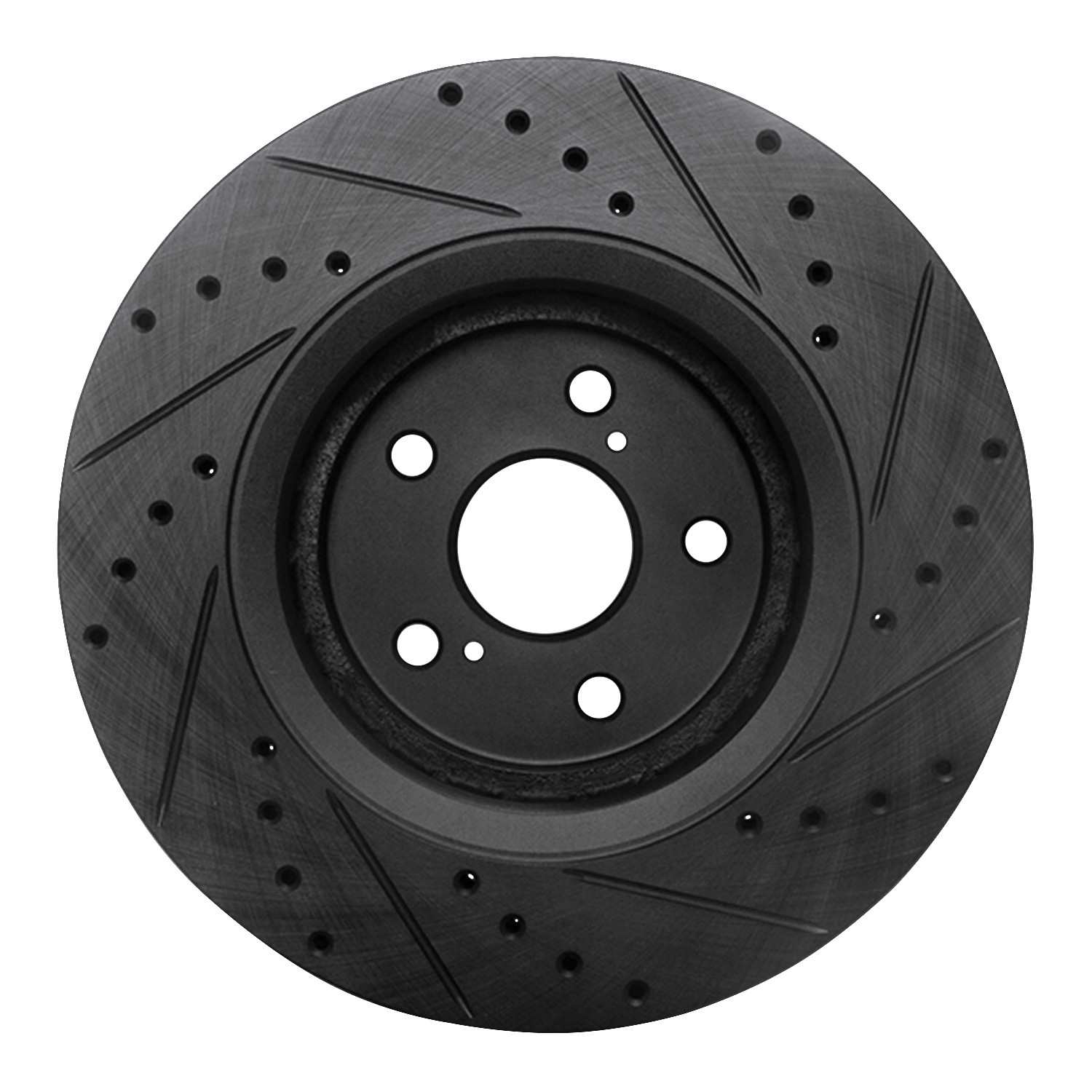R1 Concepts 16-24 Toyota Avalon Hybrid Front Left Drilled & Slotted Black Brake Rotor - Image 2