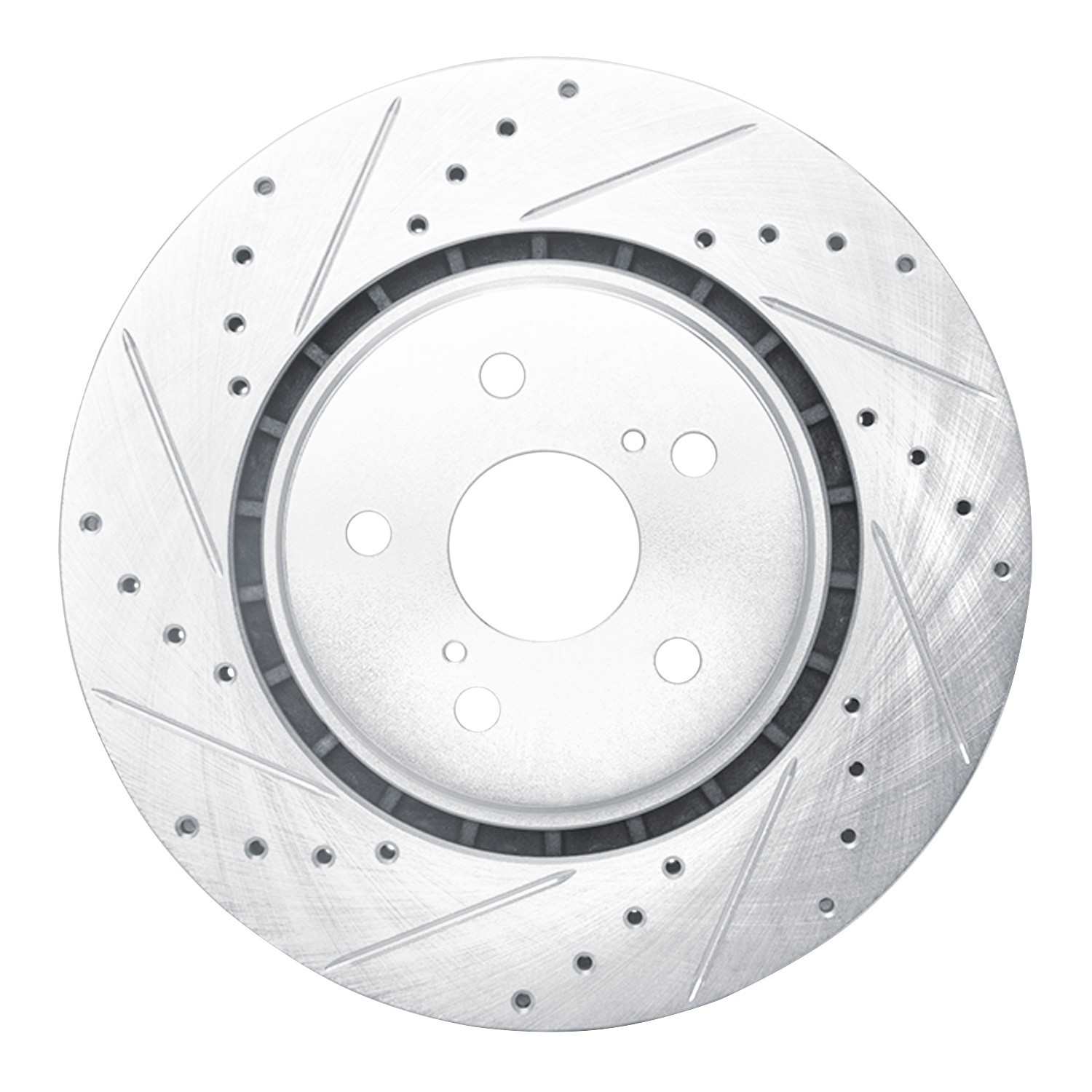 R1 Concepts 16-24 Toyota Camry Exc Hybrid Front Left Drilled & Slotted Silver Brake Rotor