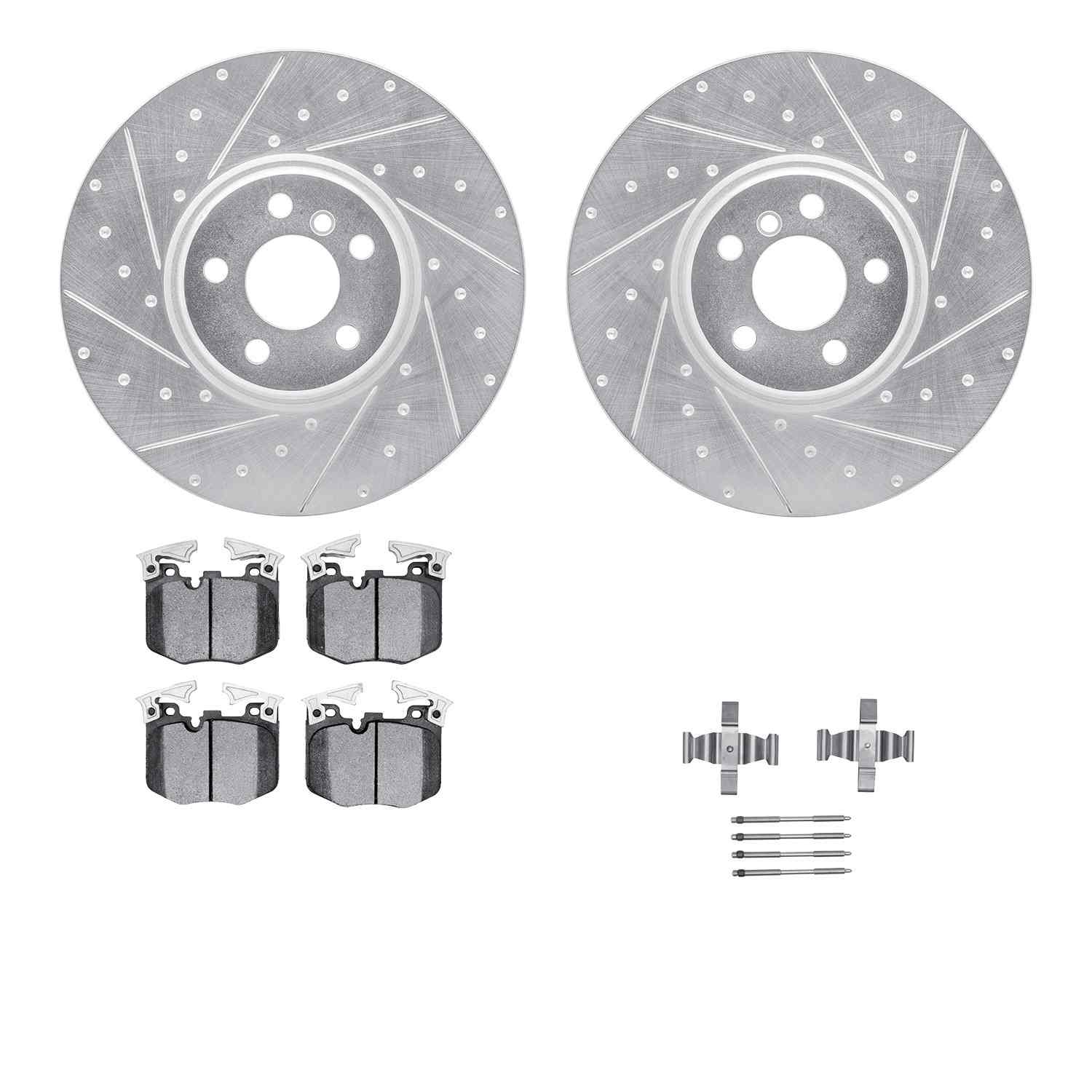 R1 Concepts 16-25 BMW 430i Gran Coupe Front Drill/Slot Silver Rotors w/Euro Ceramic Pads
