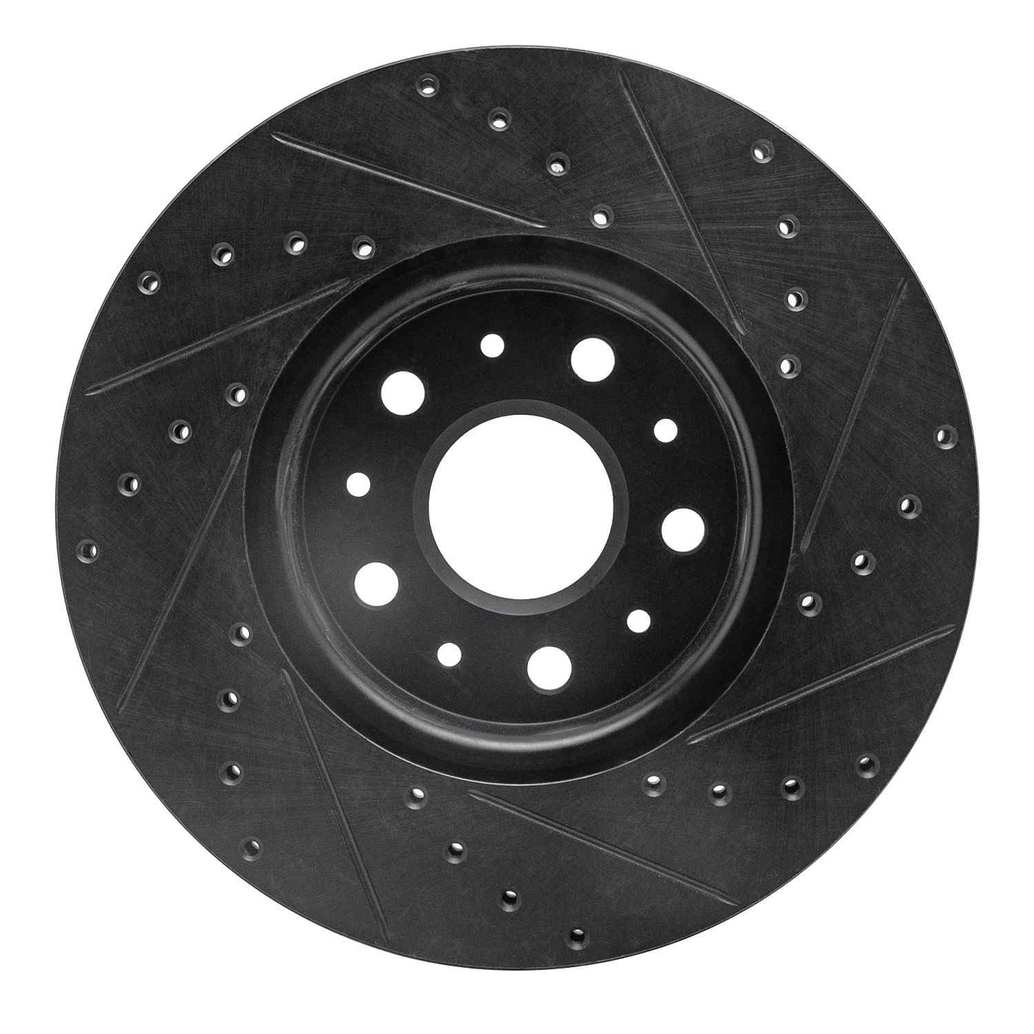 R1 Concepts 16-25 Cadillac CT5 Front Left Drilled & Slotted Black Brake Rotor - Image 2