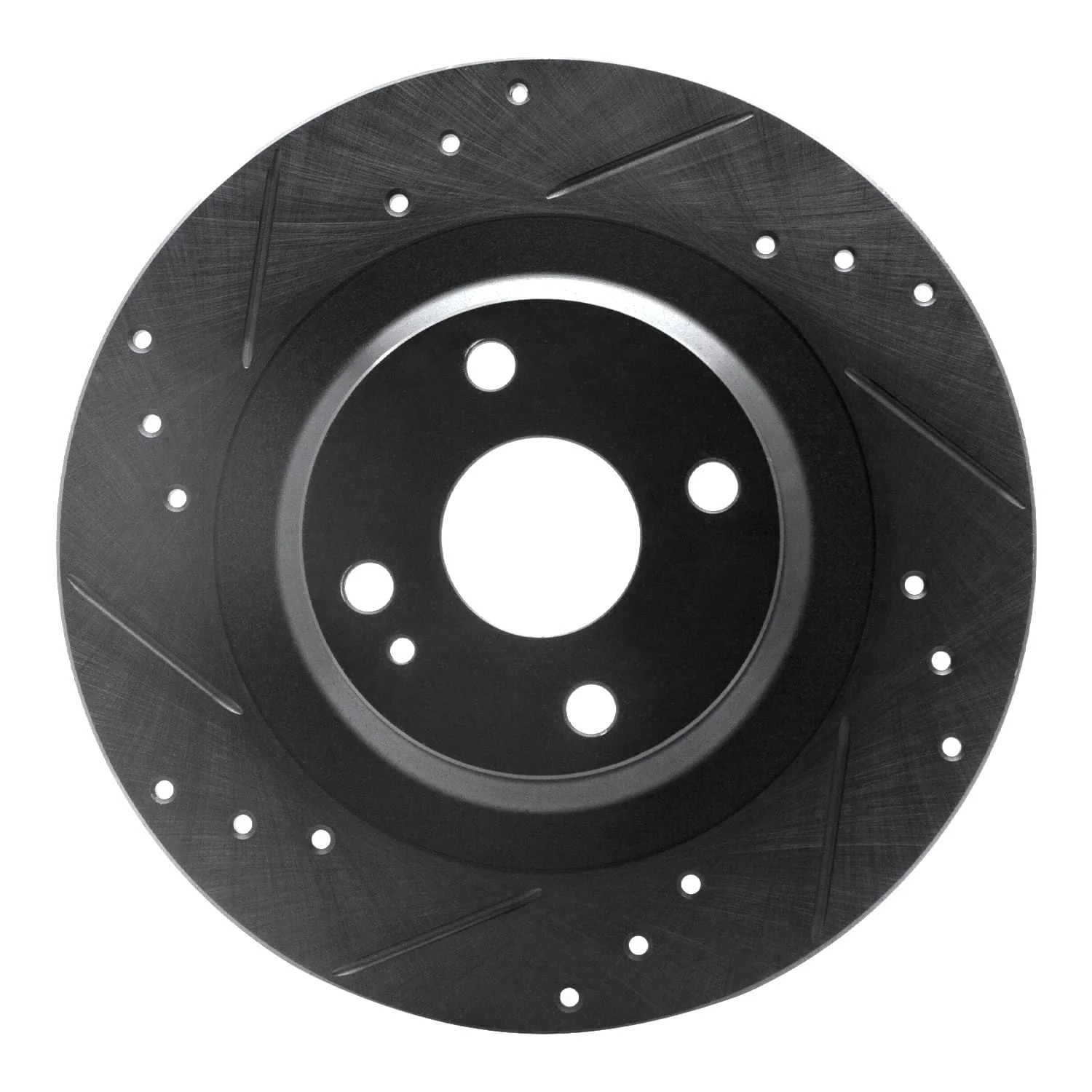 R1 Concepts 16-25 Fiat 124 Spider Rear Left Drilled & Slotted Black Brake Rotor