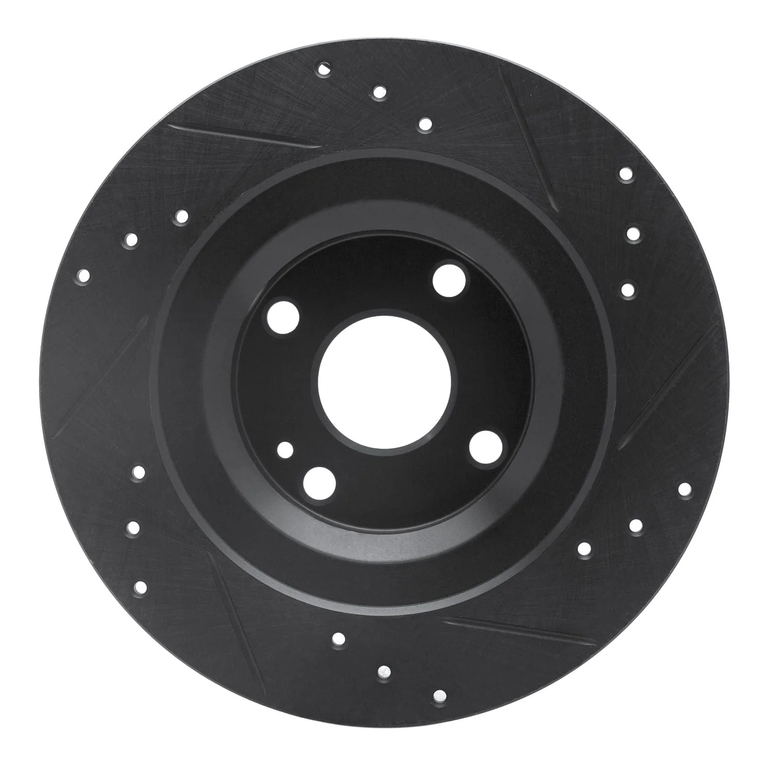 R1 Concepts 16-25 Fiat 124 Spider Rear Left Drilled & Slotted Black Brake Rotor - Image 2