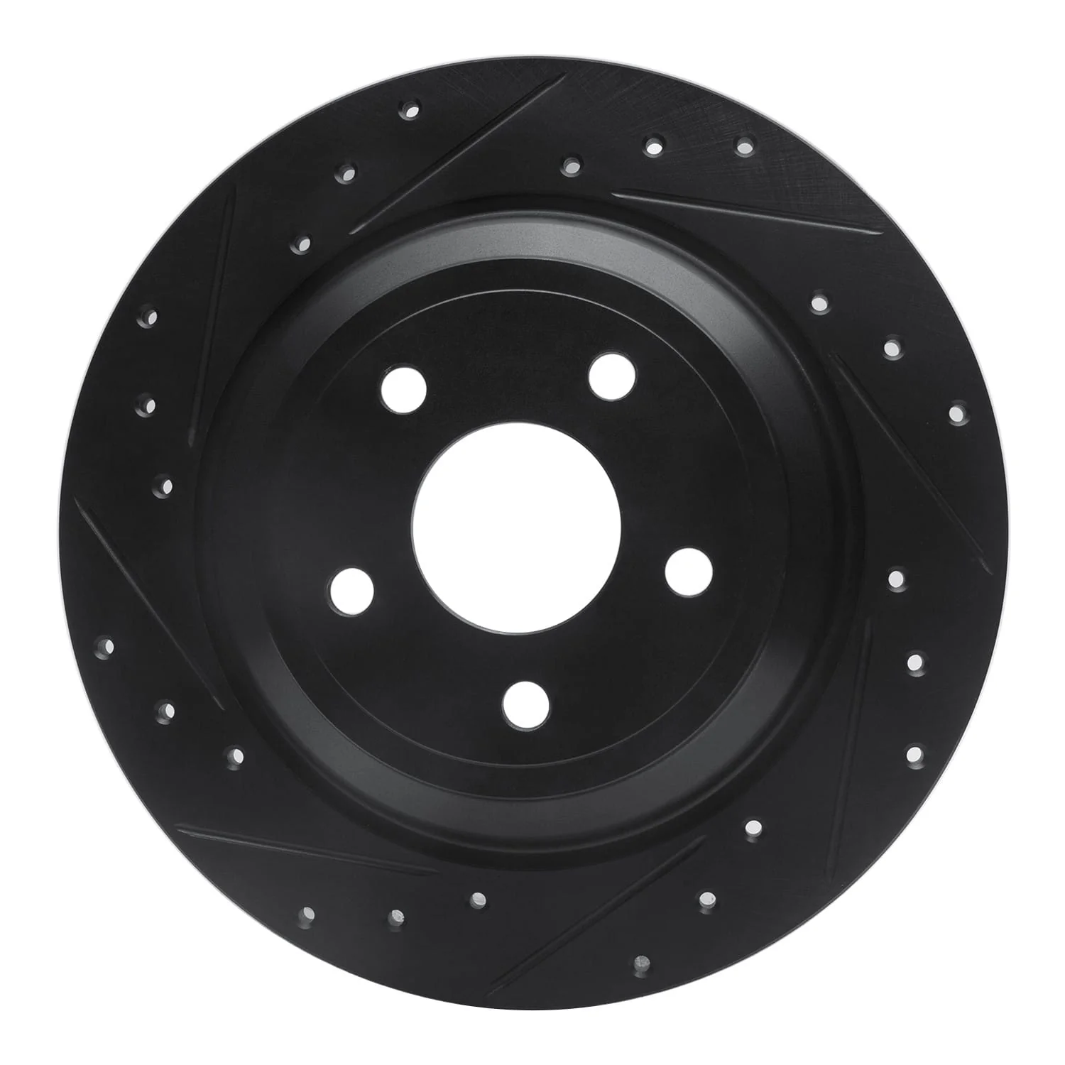R1 Concepts 16-25 Ford Escape Rear Left Drilled & Slotted Black Brake Rotor