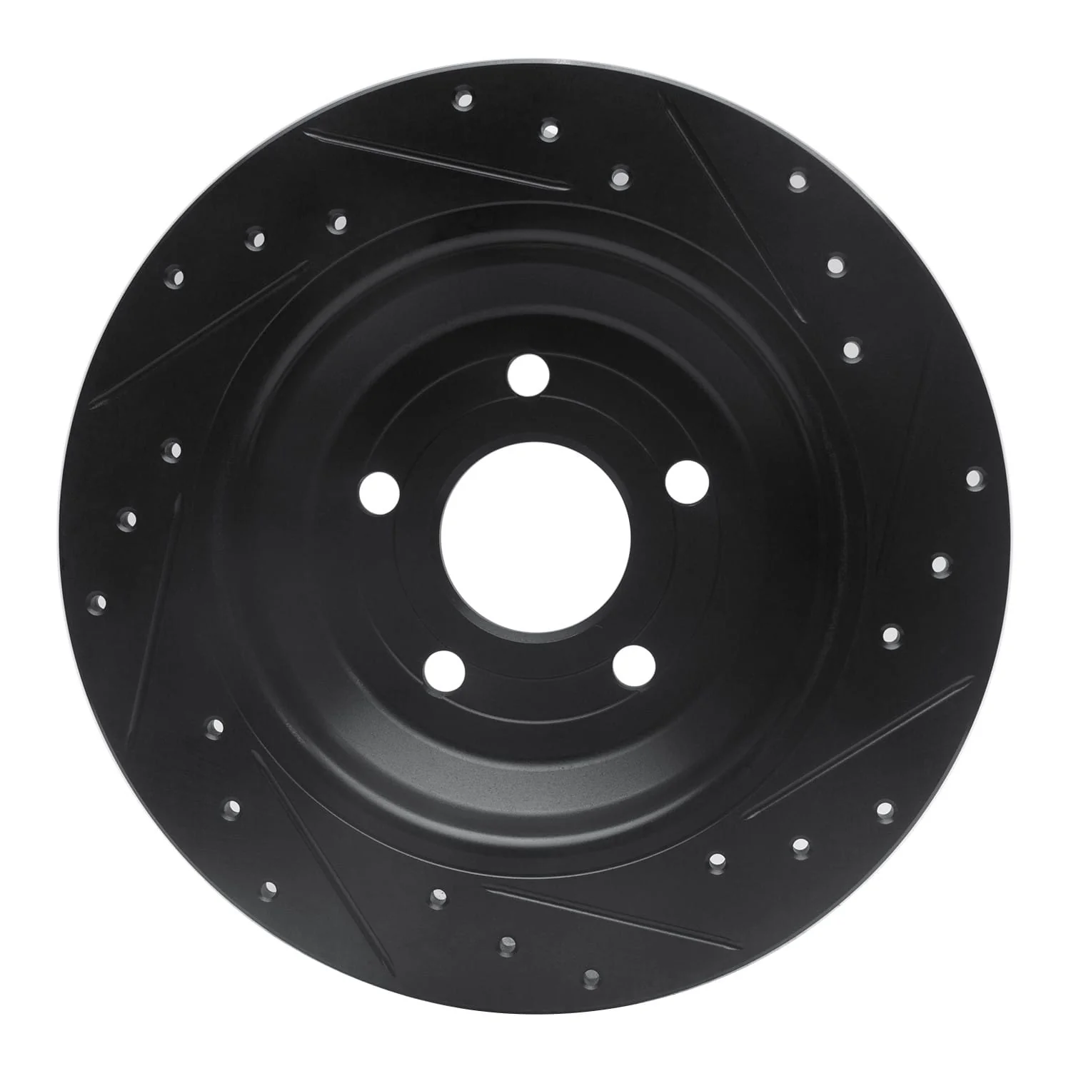 R1 Concepts 16-25 Ford Escape Rear Left Drilled & Slotted Black Brake Rotor - Image 2