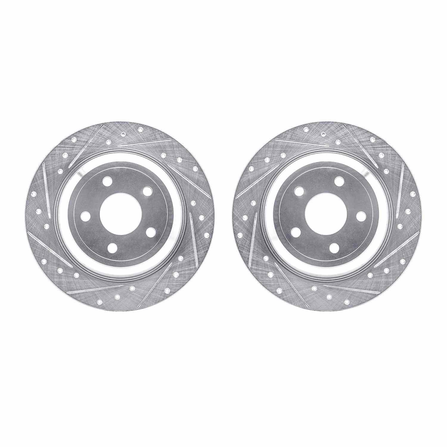 R1 Concepts 16-25 Ford Focus Rear Drilled & Slotted Silver Brake Rotor Set
