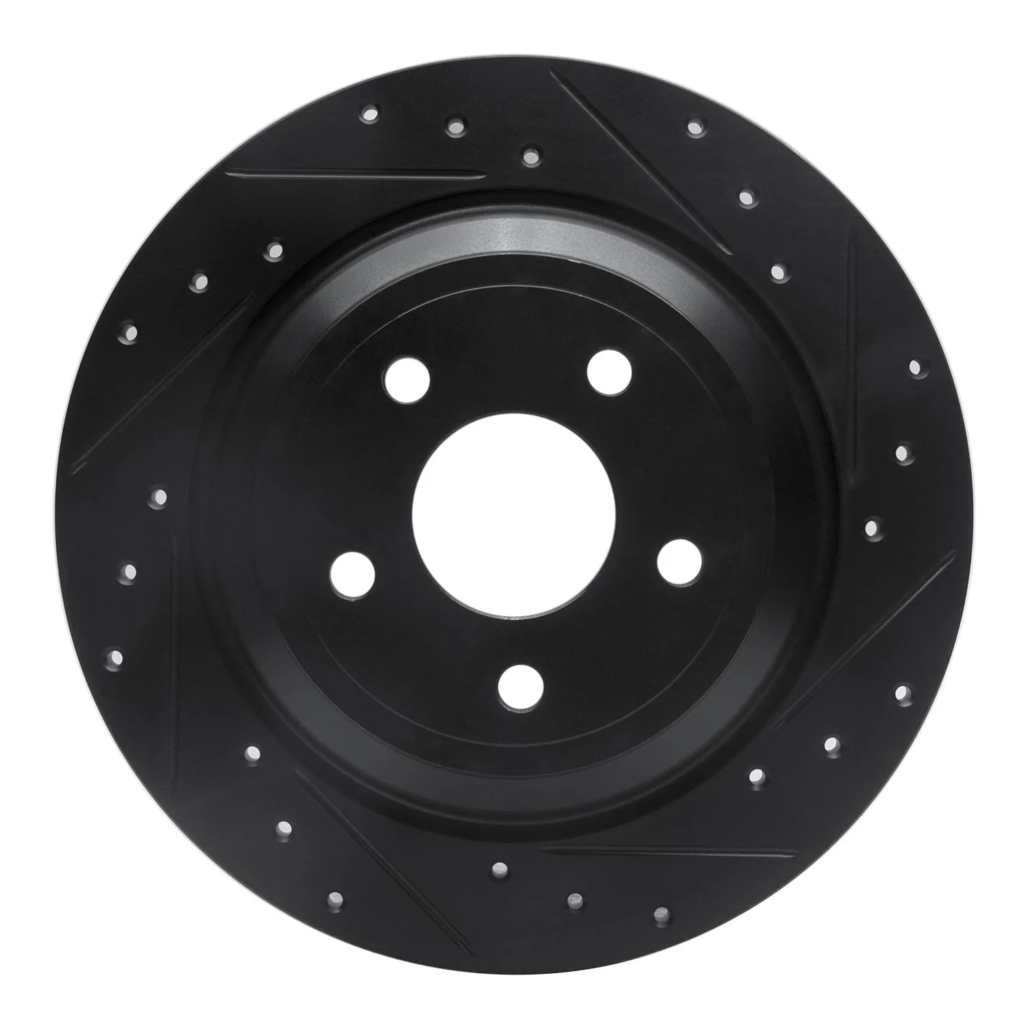 R1 Concepts 16-25 Ford Focus Rear Right Drilled & Slotted Black Brake Rotor