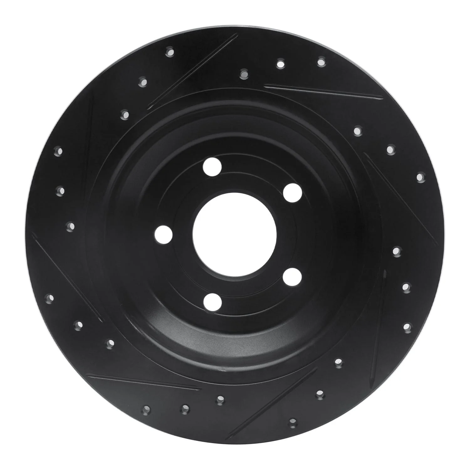 R1 Concepts 16-25 Ford Focus Rear Right Drilled & Slotted Black Brake Rotor - Image 2