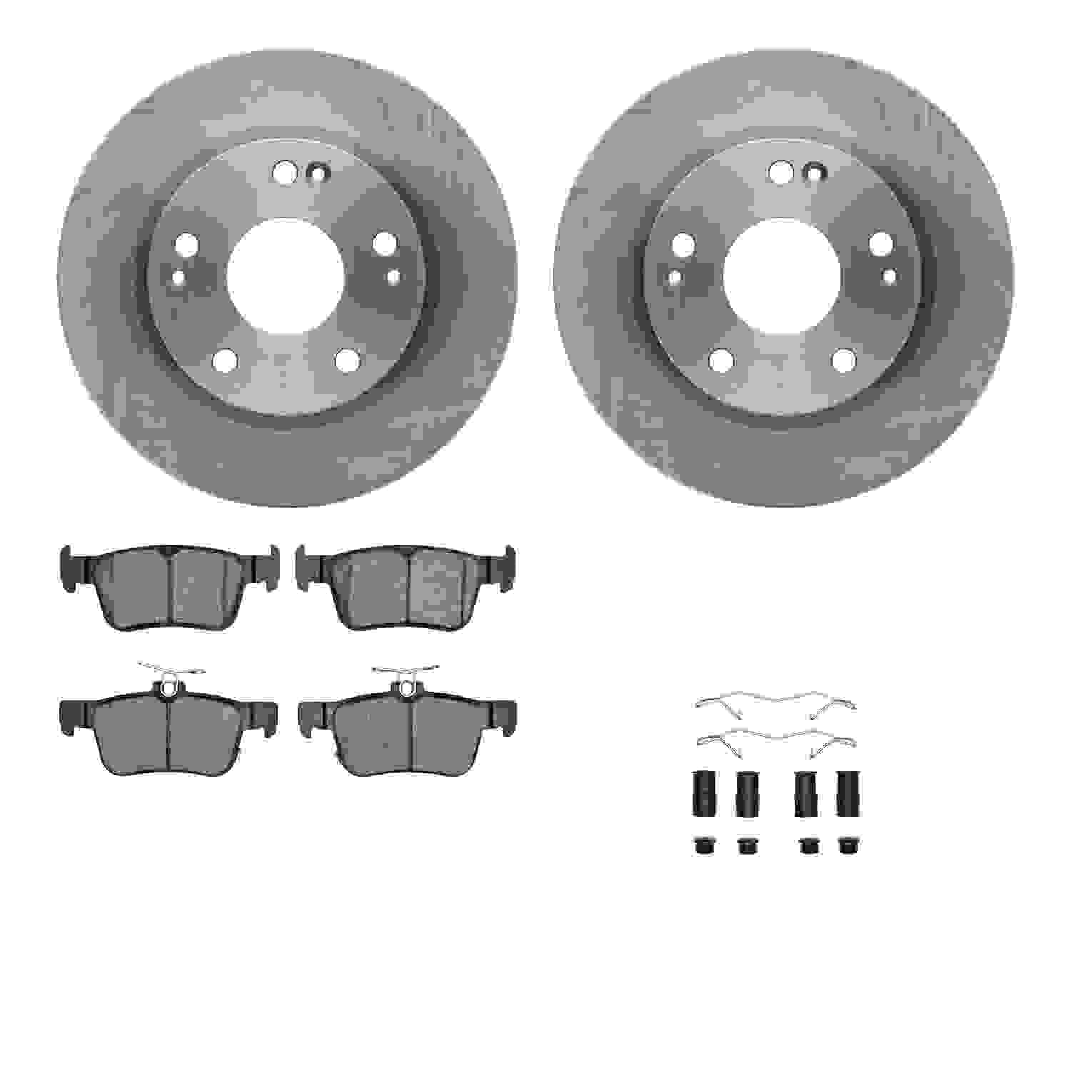 R1 Concepts 16-25 Honda Civic Rear Brake Rotor Set w/Optimum OE Pads and Hardware