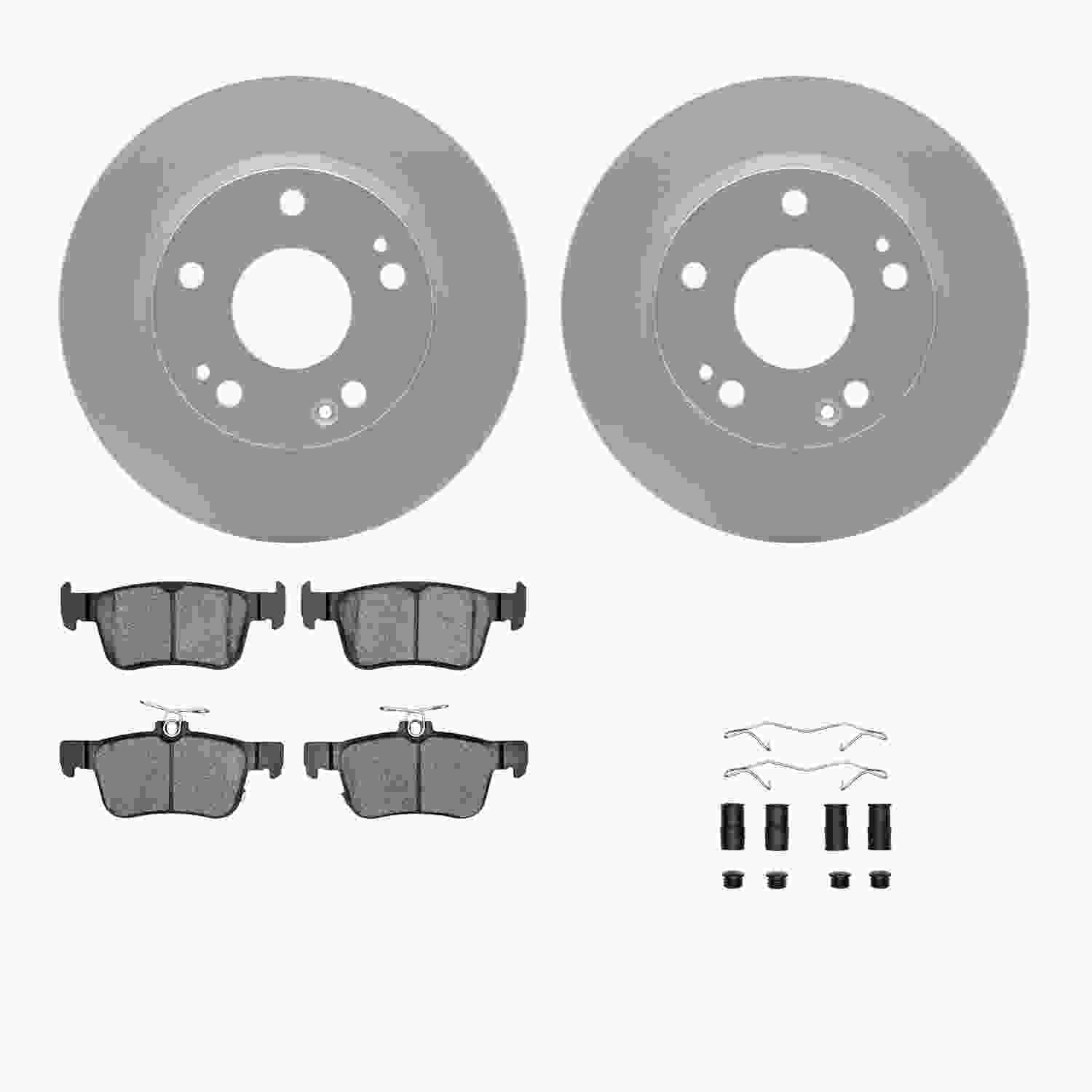 R1 Concepts 16-25 Honda Civic Rear Carbon Coated Brake Rotor Set w/Ceramic Pads and Hardware