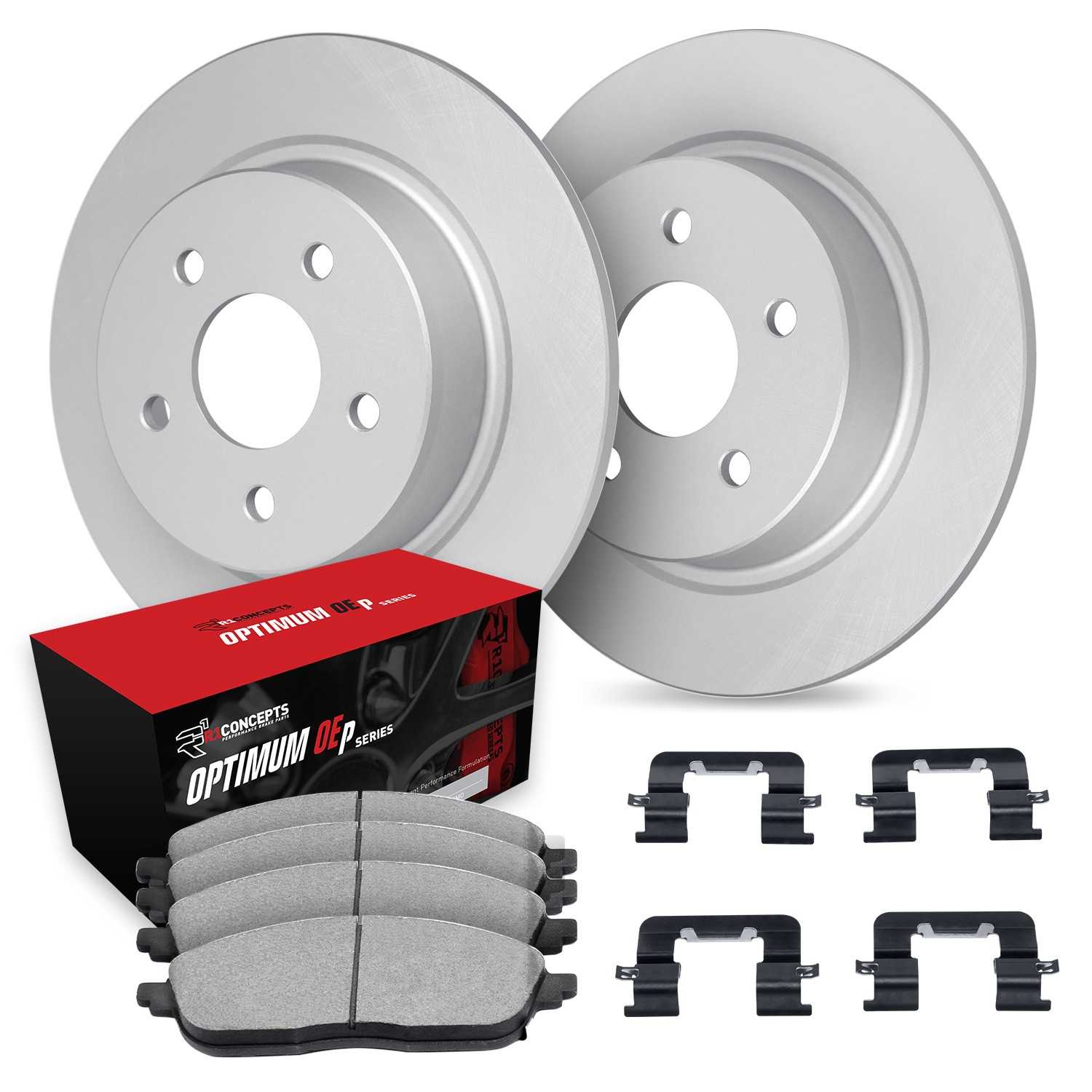 R1 Concepts 16-25 Honda Civic Rear Carbon Coated Brake Rotor Set w/Optimum OE Pads and Hardware - Image 2