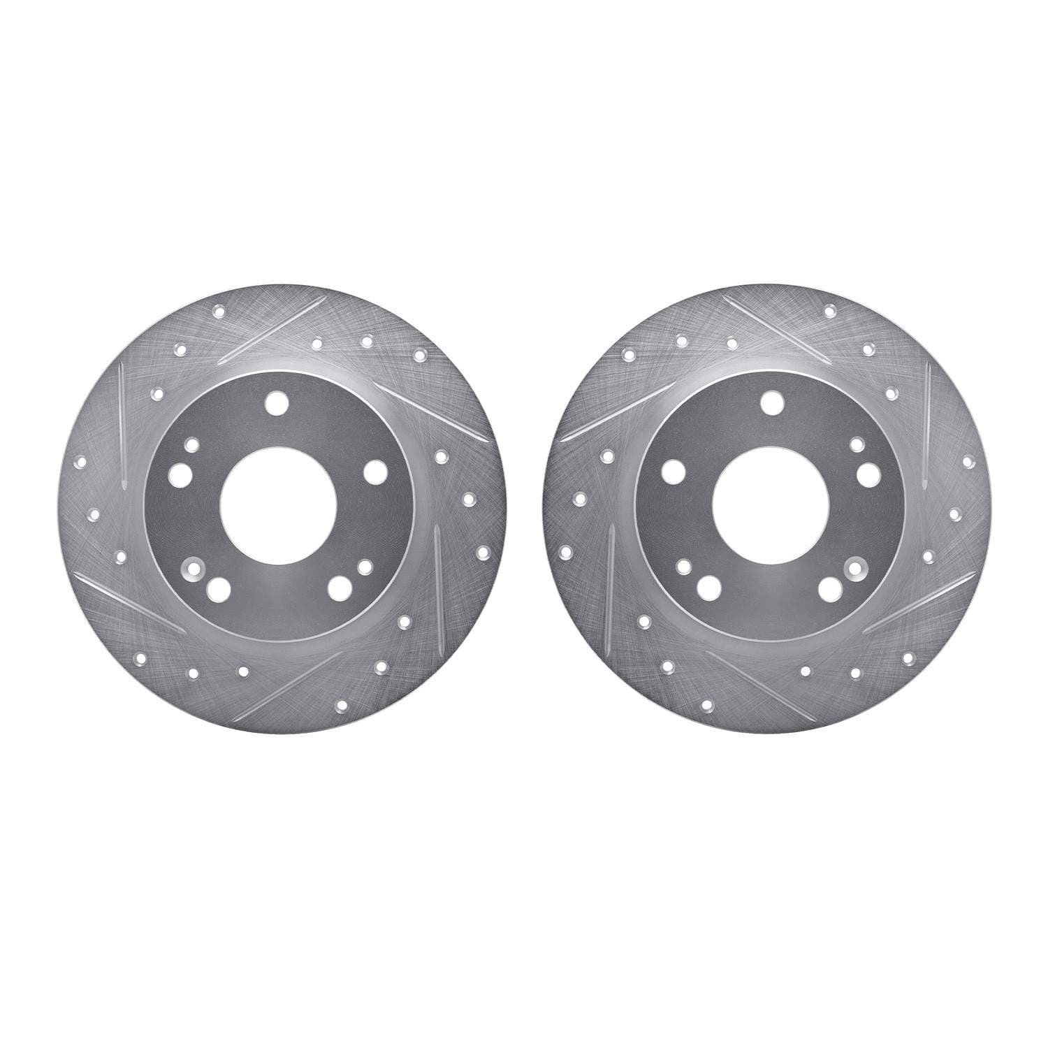 R1 Concepts 16-25 Honda Insight Rear Drilled & Slotted Silver Brake Rotor Set