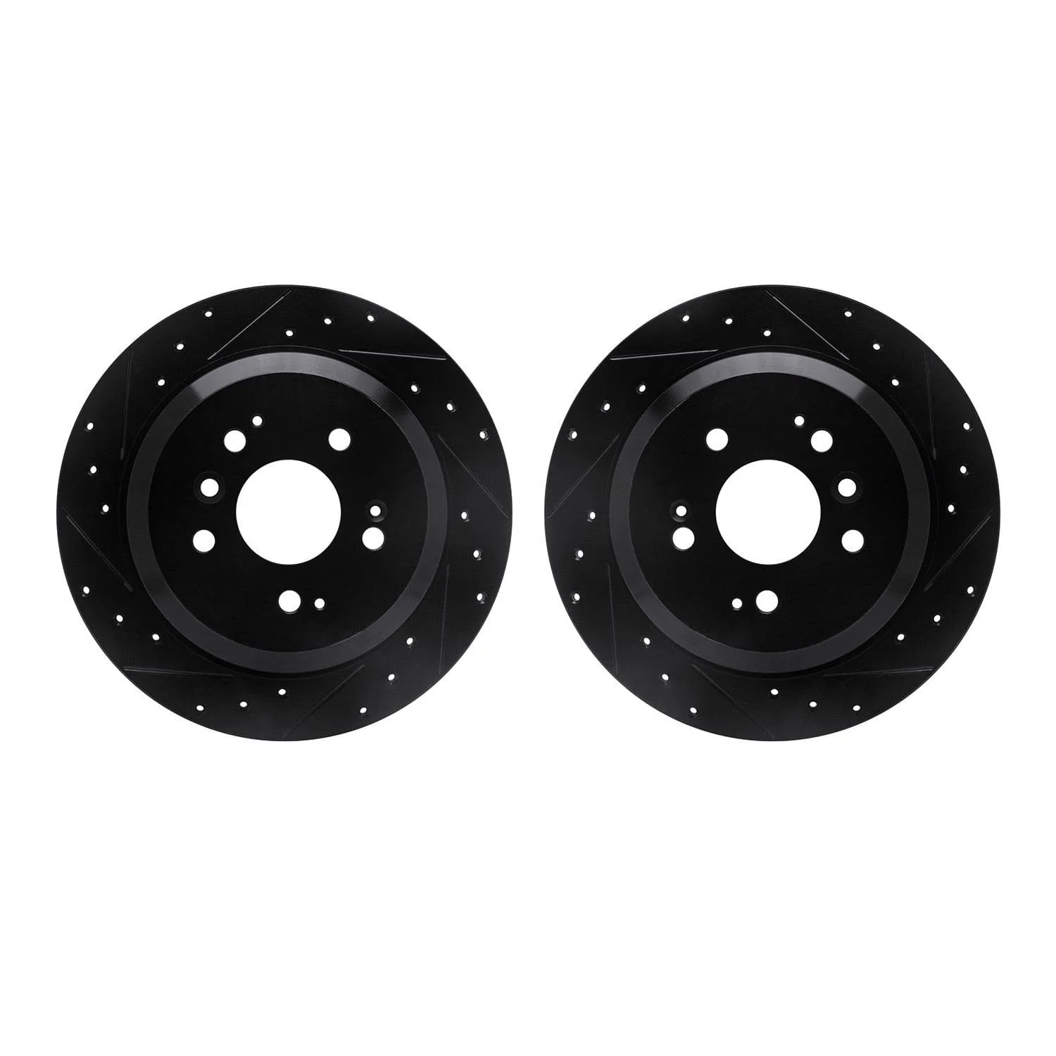 R1 Concepts 16-25 Honda Passport Rear Drilled & Slotted Black Brake Rotor Set